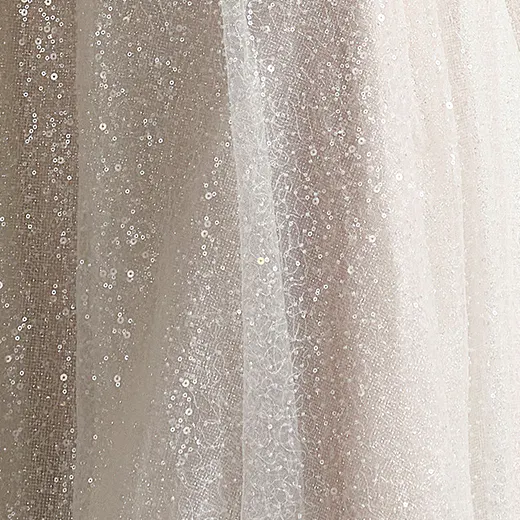 Sequined tulle fabric detail of Sophie bridal gown.