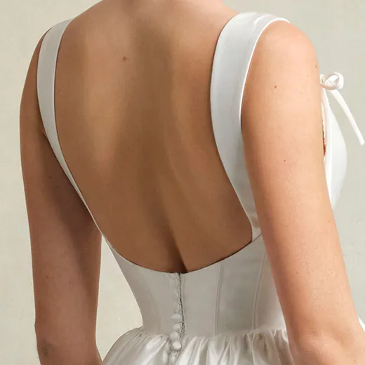 Maggie Sottero Talitha back view with low back and button detail
