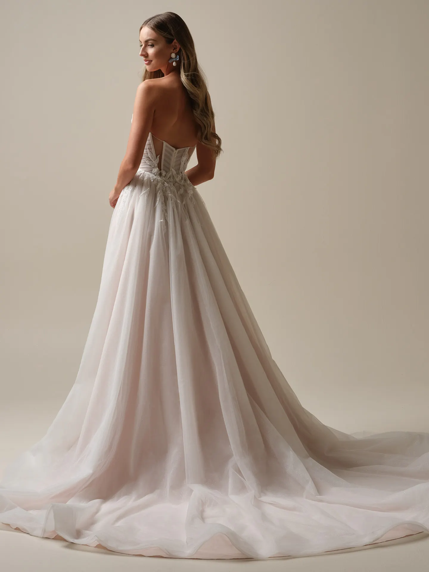 maggie sottero arden back view a-line illusion pleated wedding dress