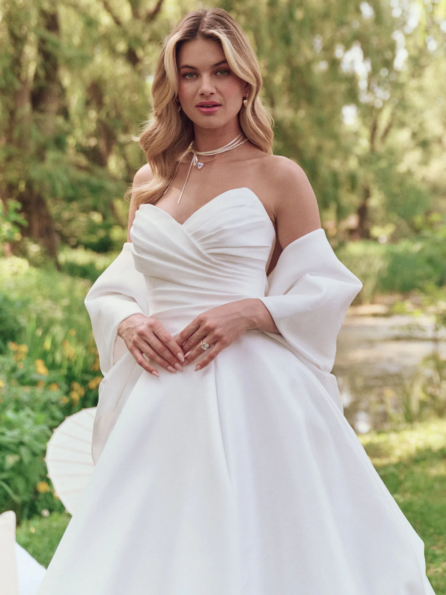 Aubrielle corset textured satin ball gown front view Maggie Sottero