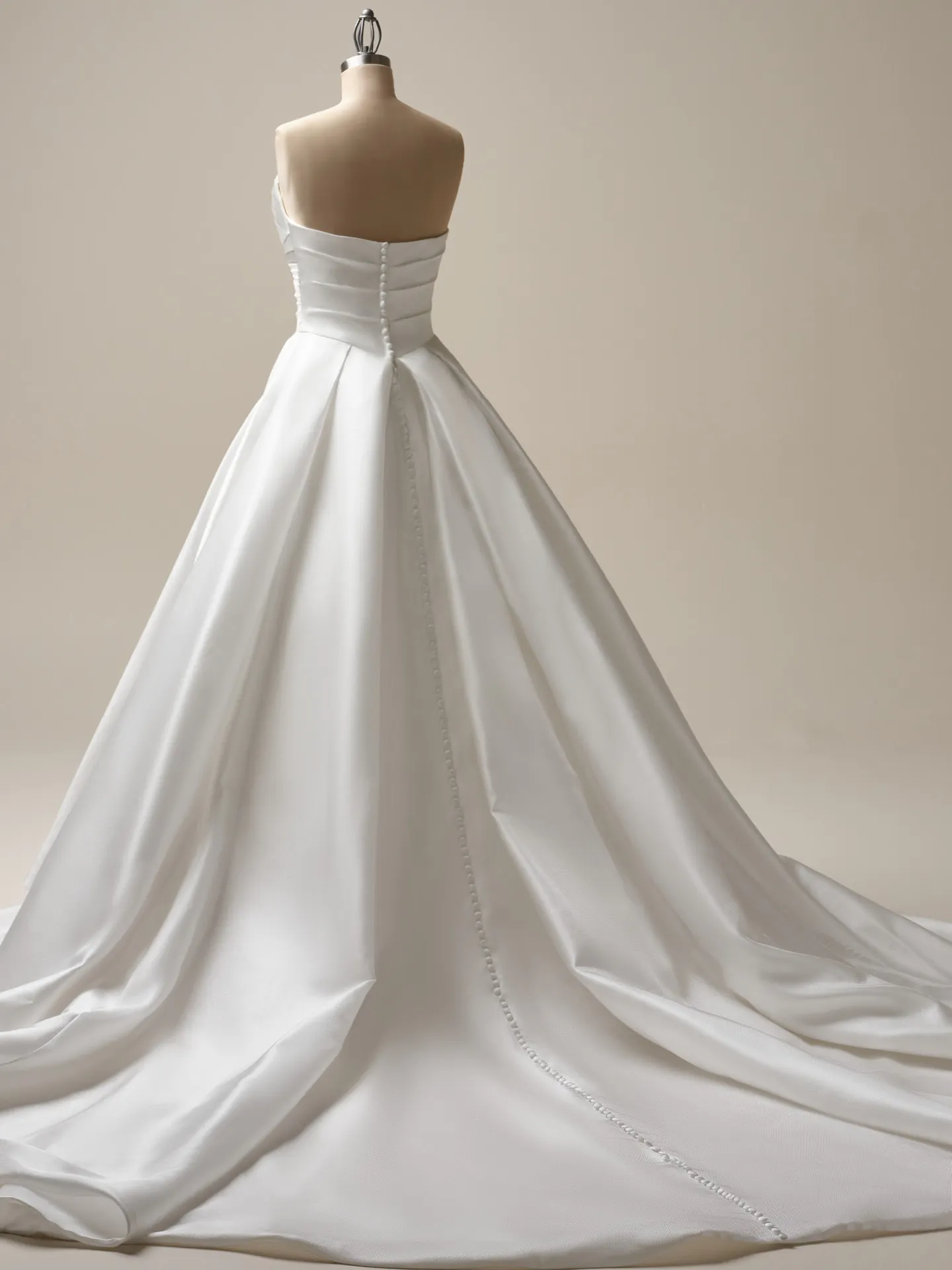 Aubrielle satin ball gown back view with buttons Maggie Sottero