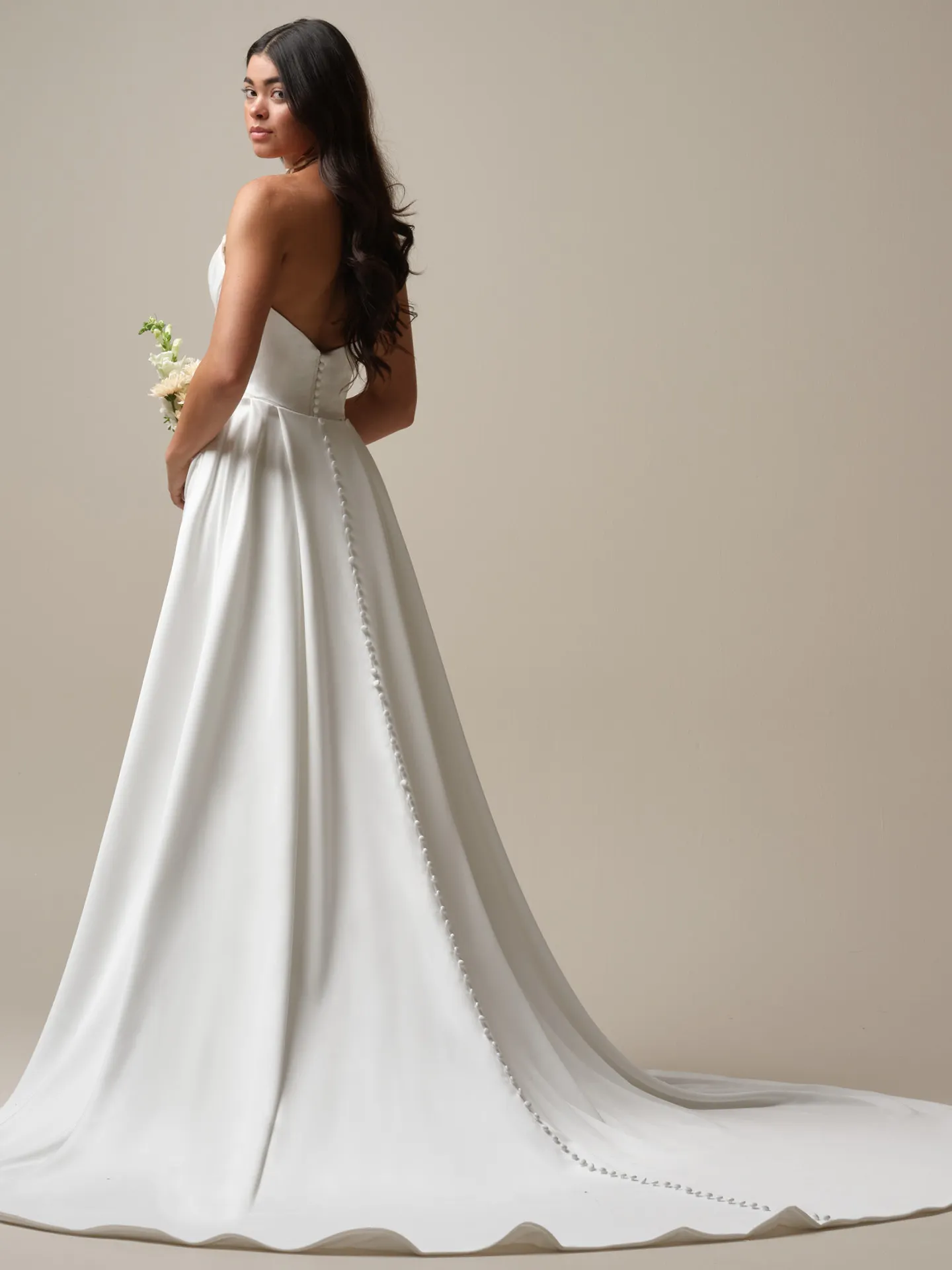 Camille Draped Satin Sheath Wedding Dress | Maggie Sottero  display picture 1