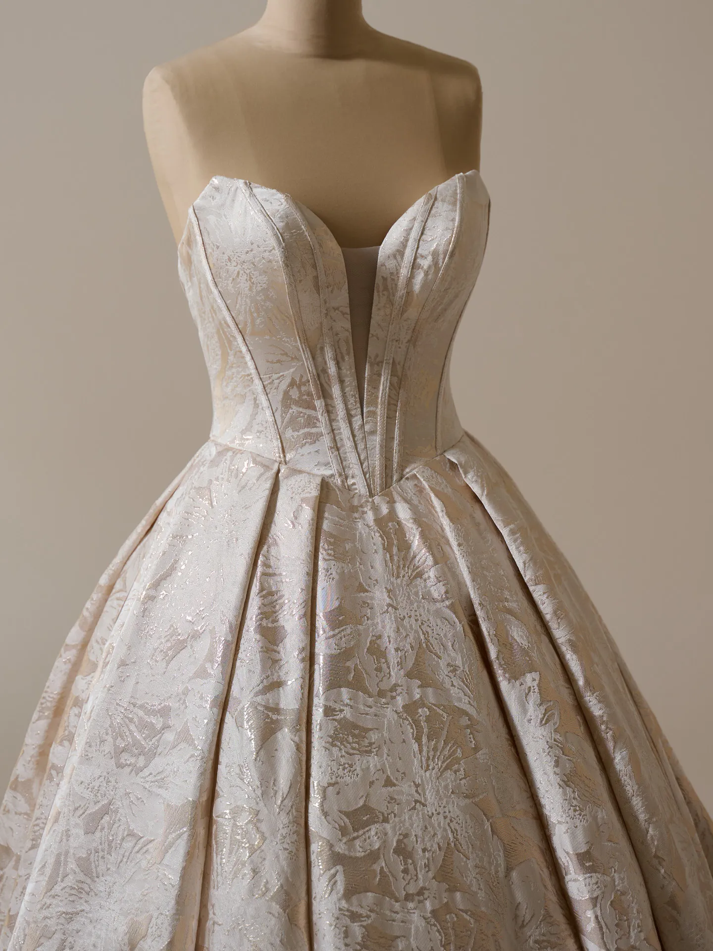 Colorful Derrick Marie ball gown floral front view