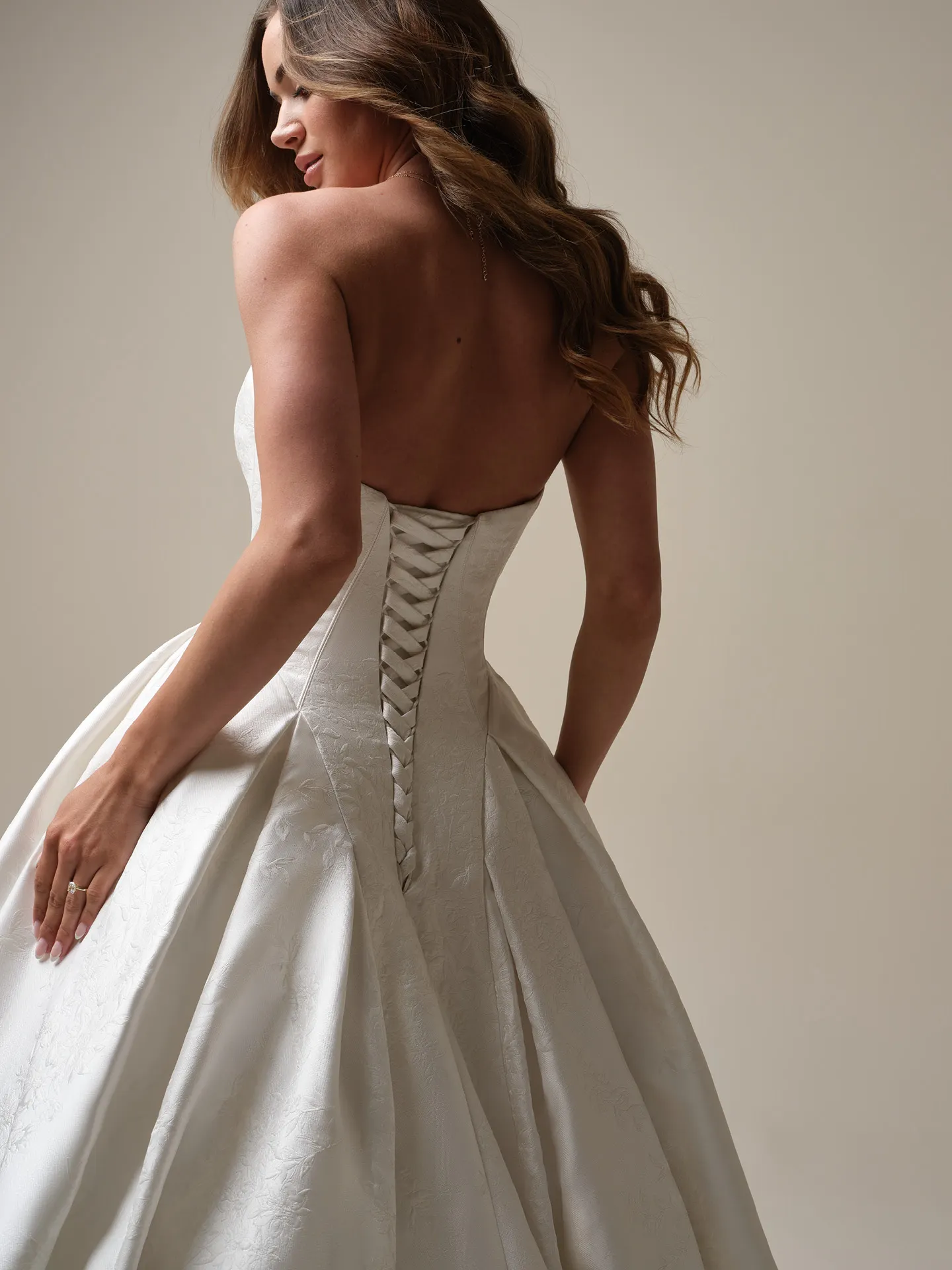 Maggie Sottero Fortune back view jacquard ball gown wedding dress