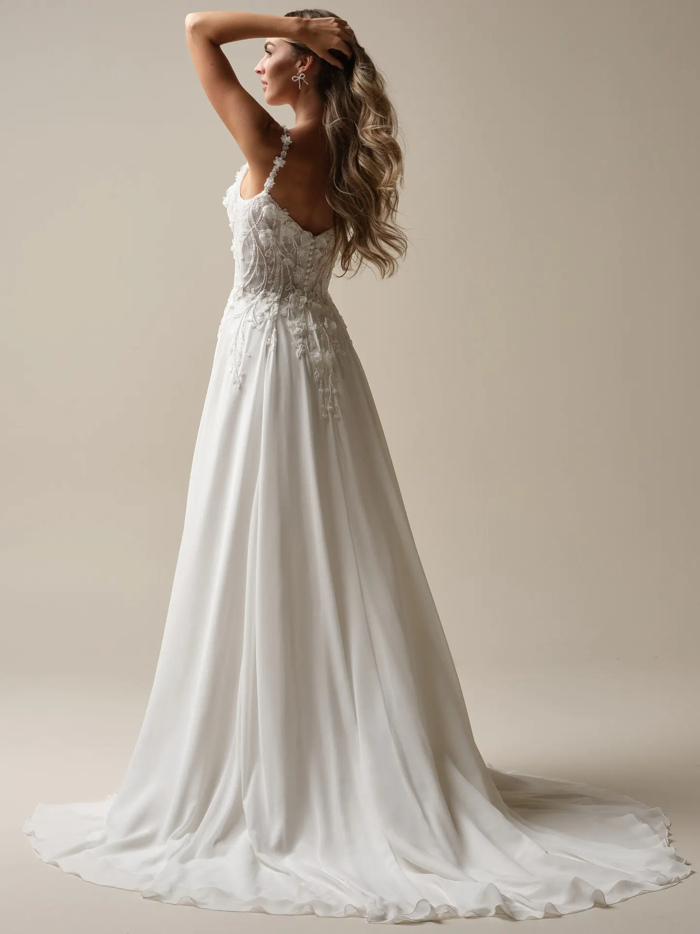 Maggie Sottero Hunter floral A-line wedding gown back view