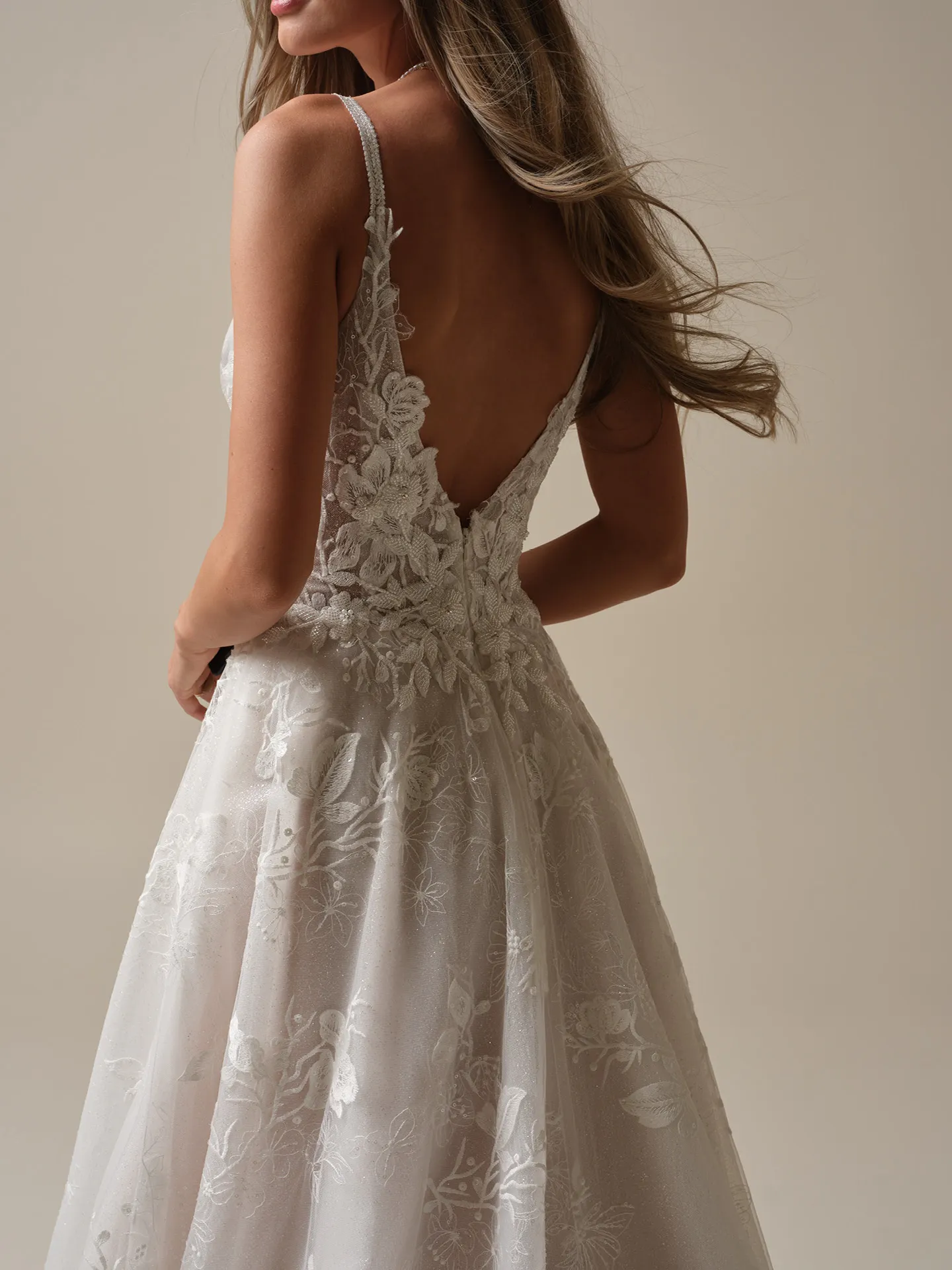 Maggie Sottero Jerrica back view floral lace A-line bridal dress