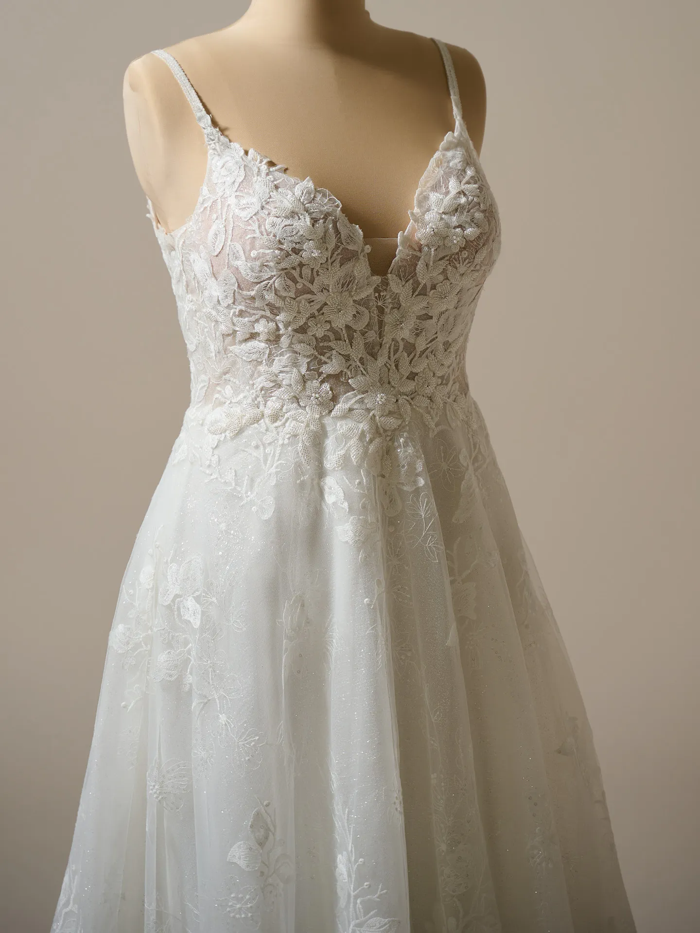 Maggie Sottero Jerrica A-line floral beaded wedding dress front view