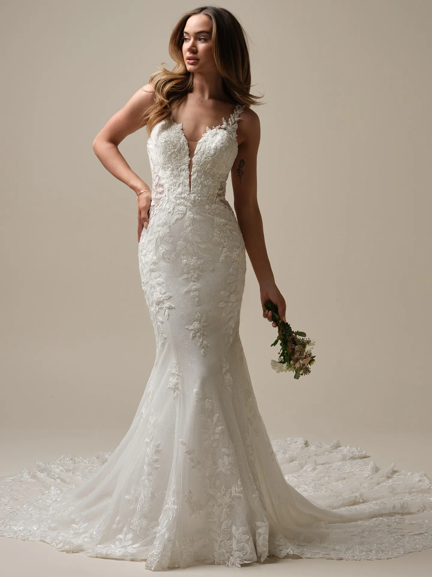 Keegan glittering mermaid wedding gown front view Maggie Sottero