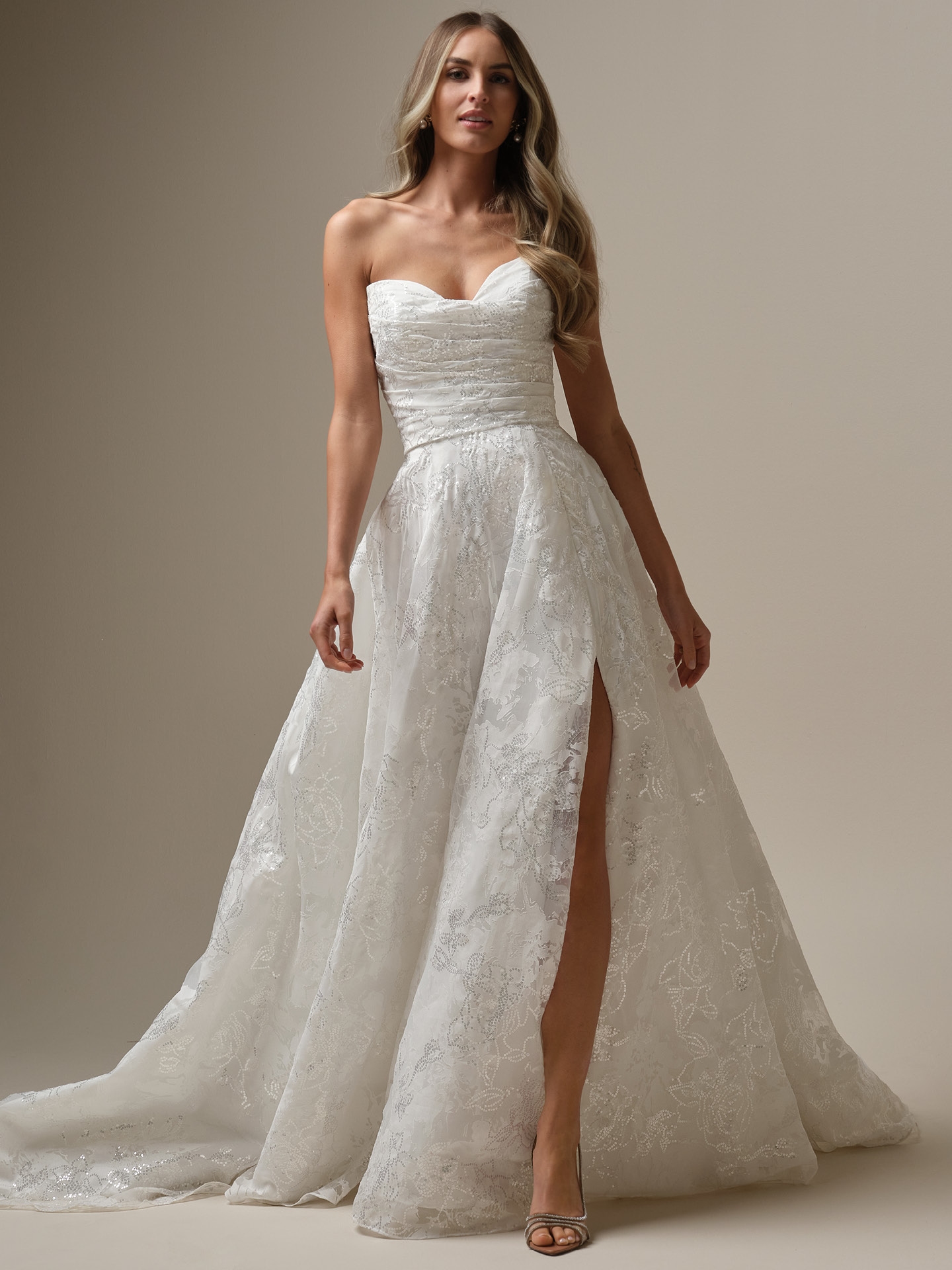 Landri Sparkly Slit A line Wedding Gown Maggie Sottero