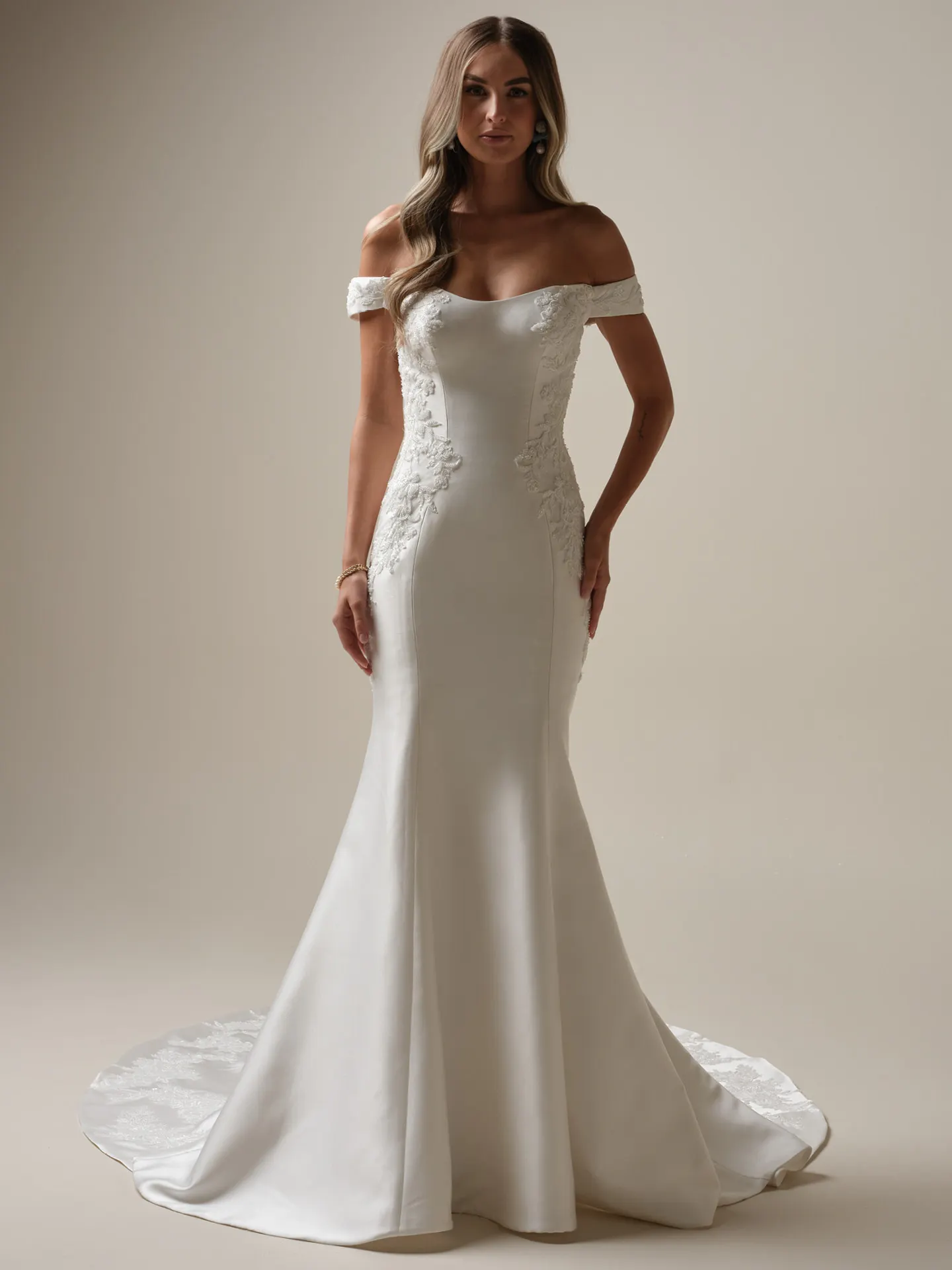 Loreen scoop fit-and-flare wedding dress front view Maggie Sottero
