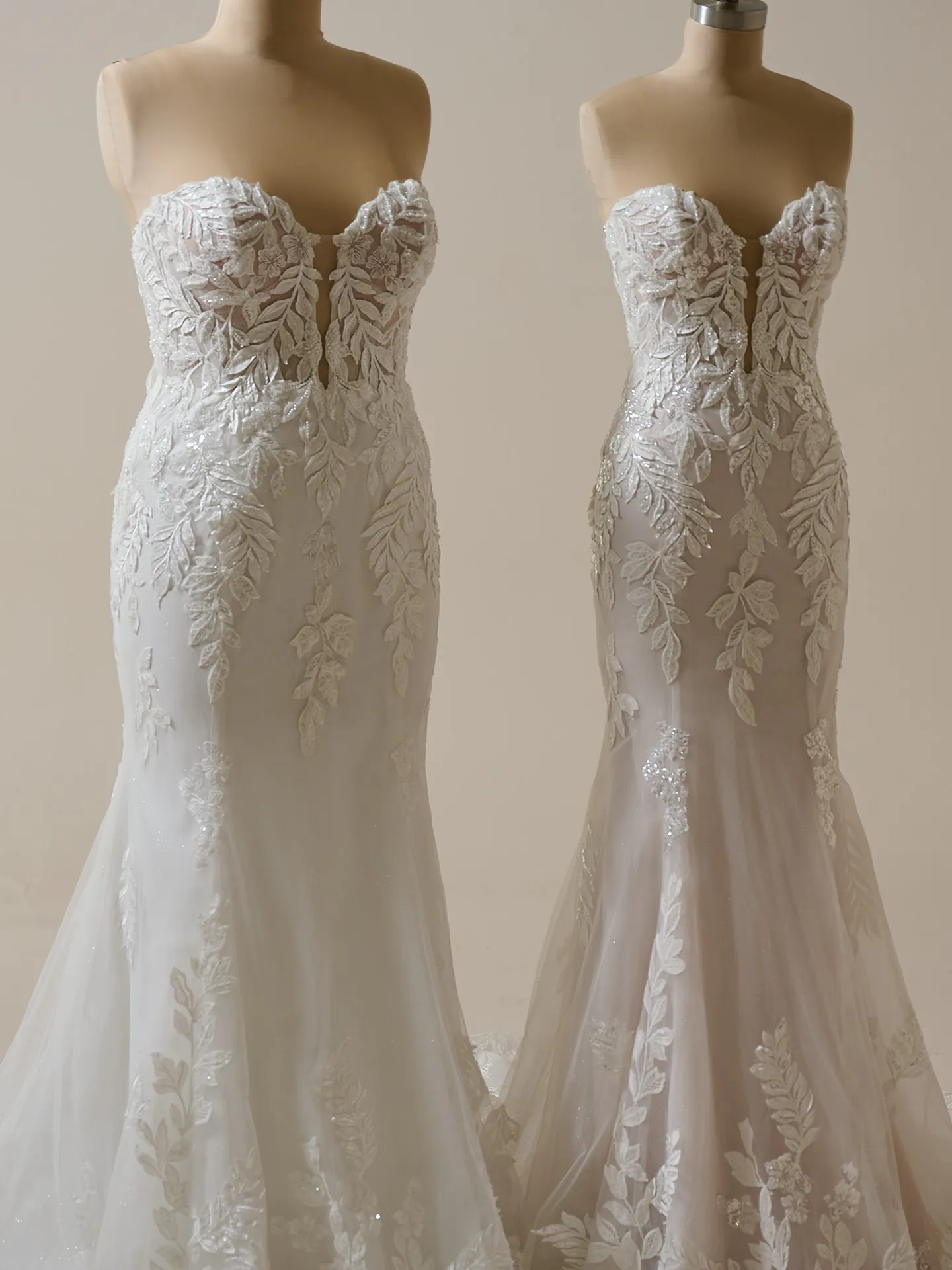 Misty mermaid gown with sparkly leaf details front view Maggie Sottero