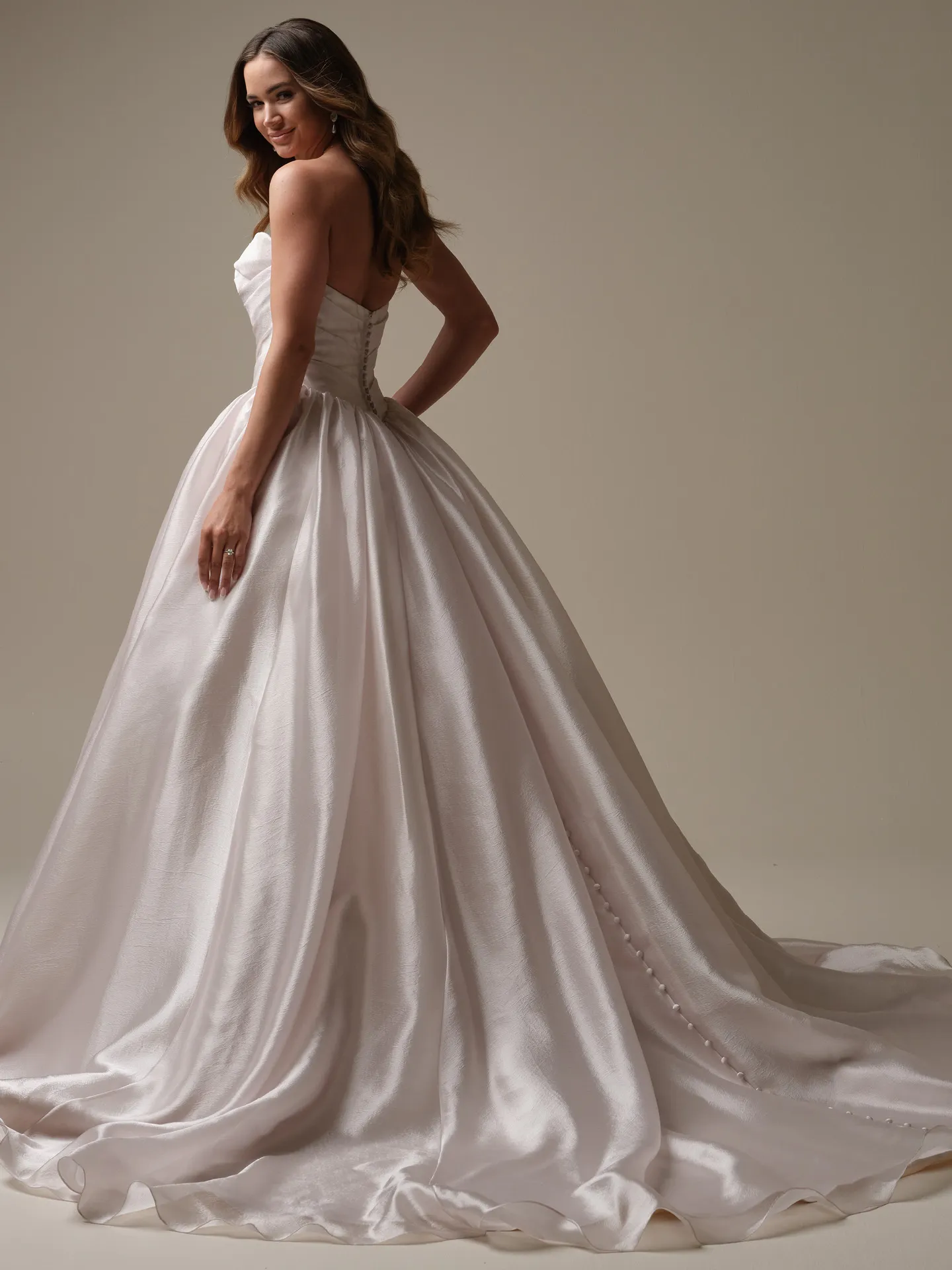 Maggie Sottero Paris back view satin ballgown bridal dress