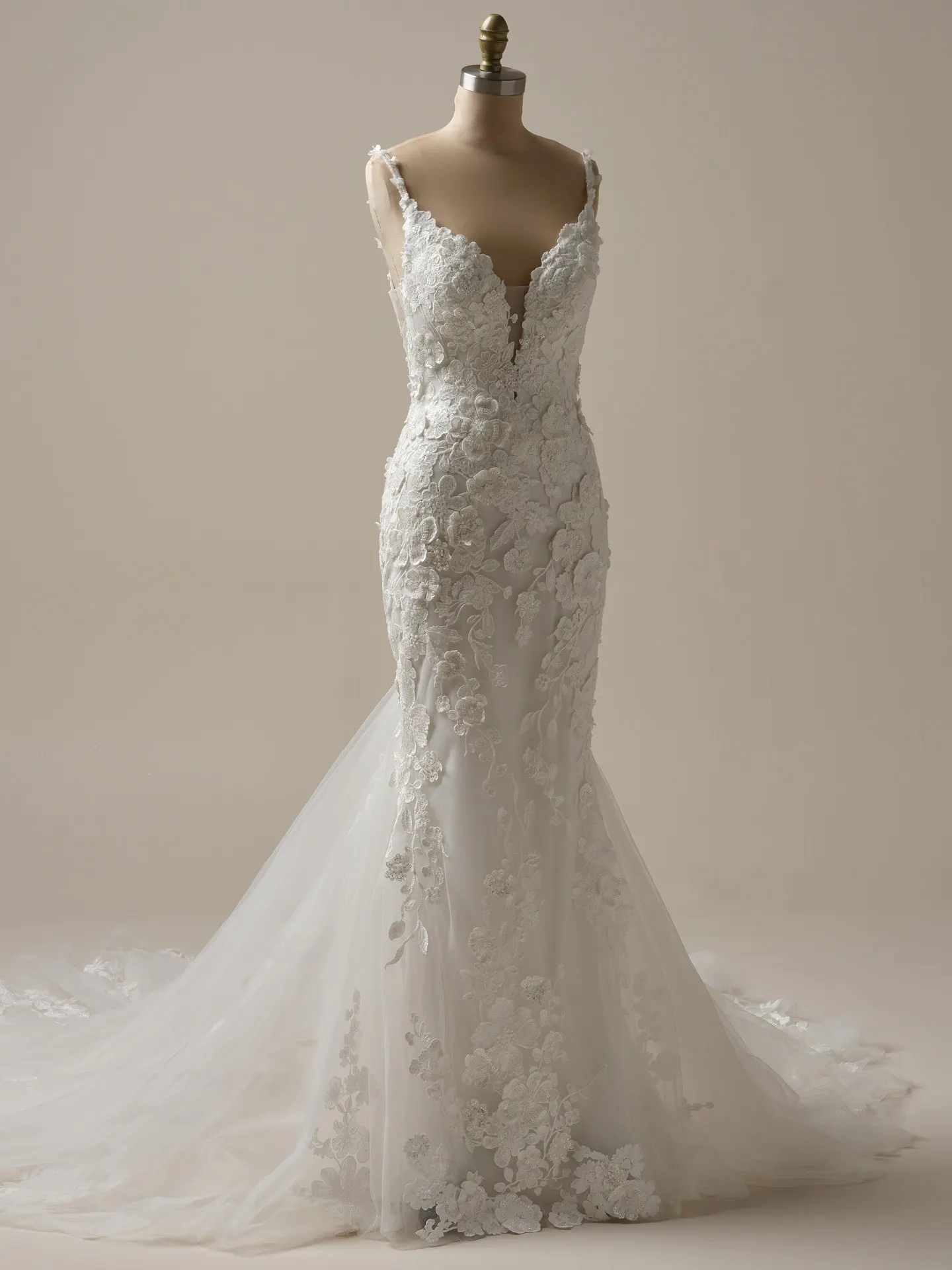 Maggie Sottero Reese floral lace mermaid dress front view
