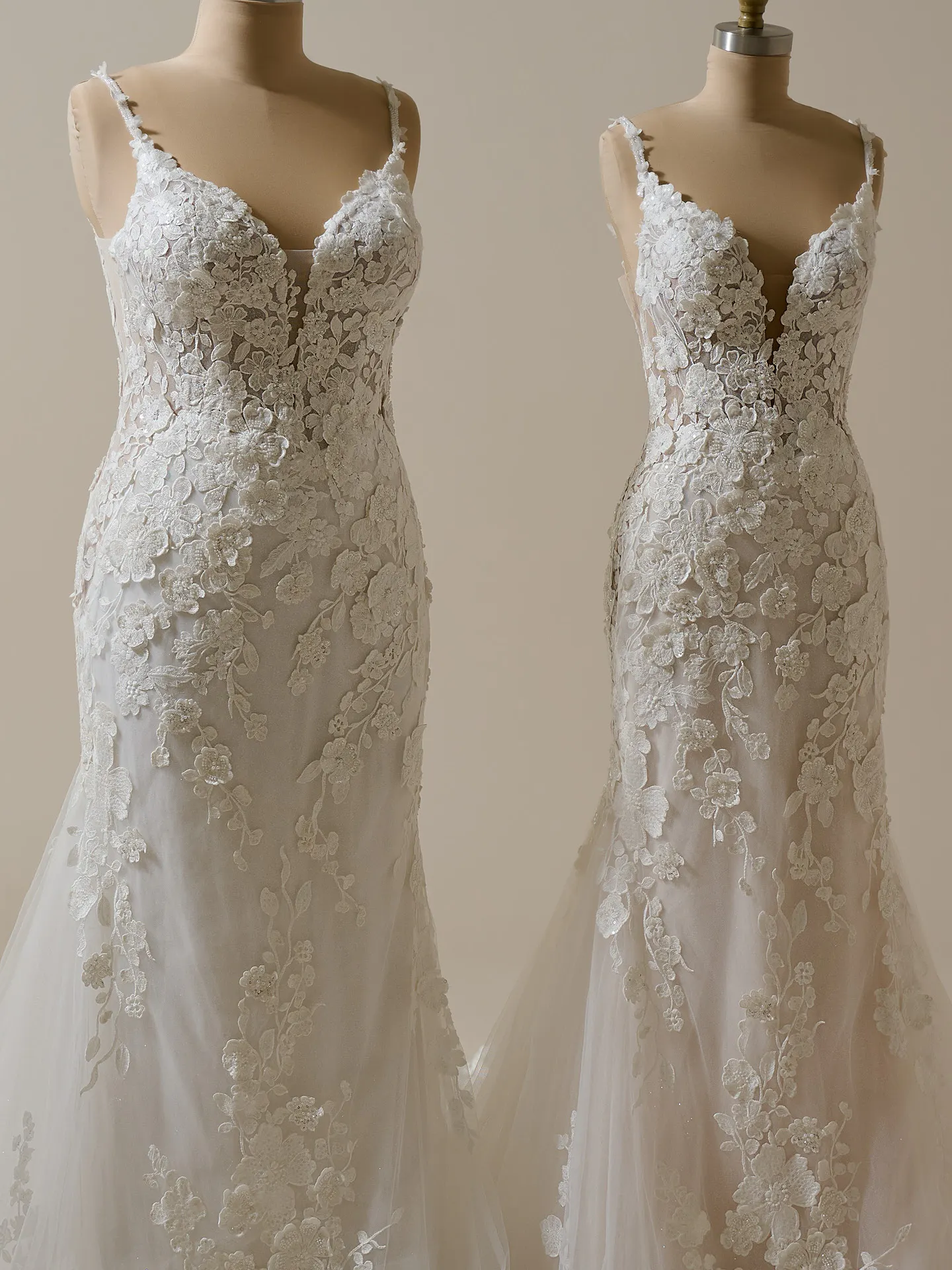 Maggie Sottero Reese backless floral lace mermaid dress front view