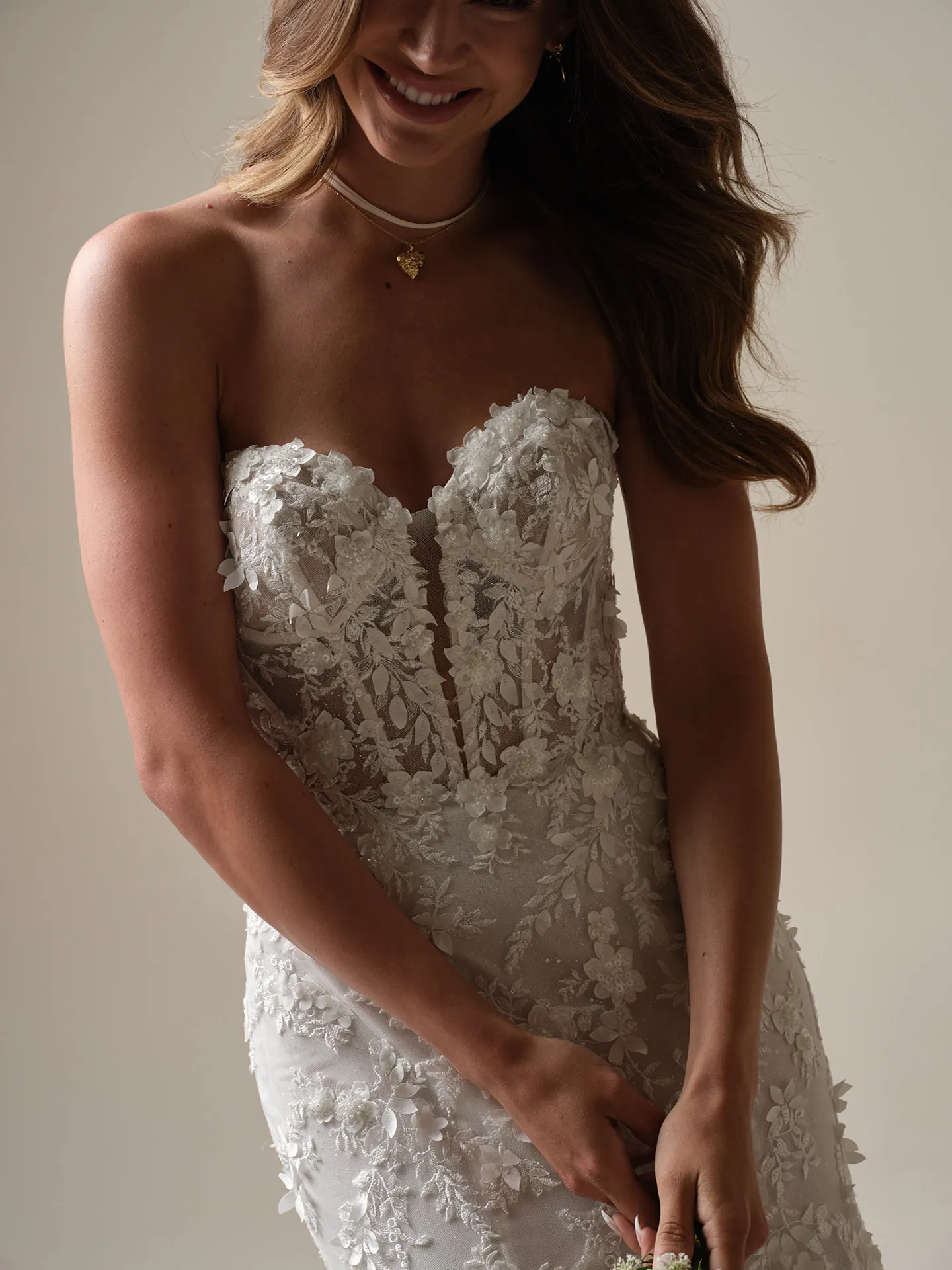 Maggie Sottero Roberta front view lace fit-and-flare wedding dress