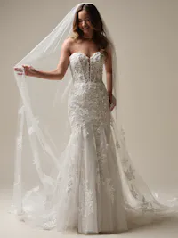 Whimsical cathedral length veil with embellished flowers