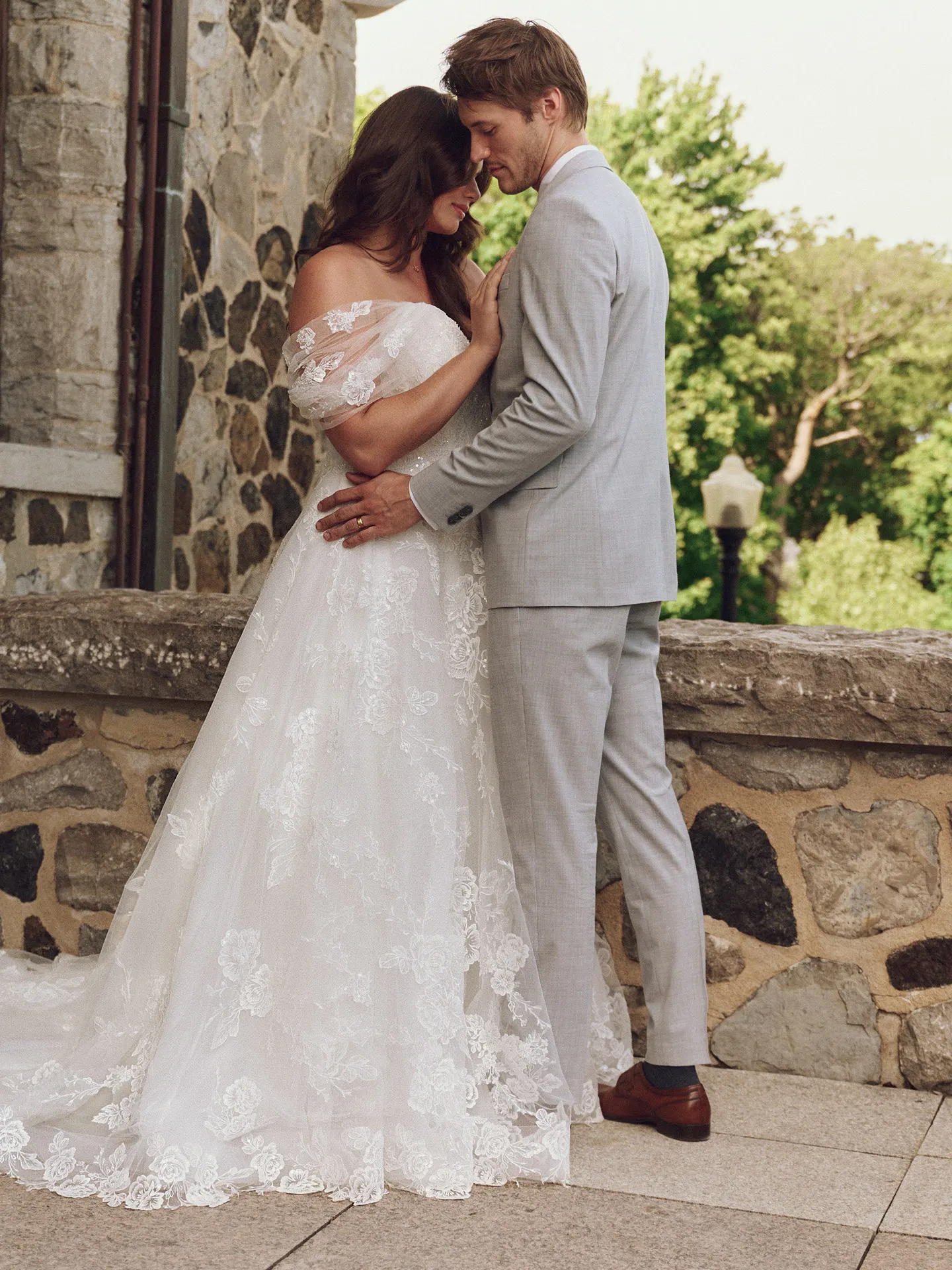 Skylar bridal gown lace detail side view Maggie Sottero
