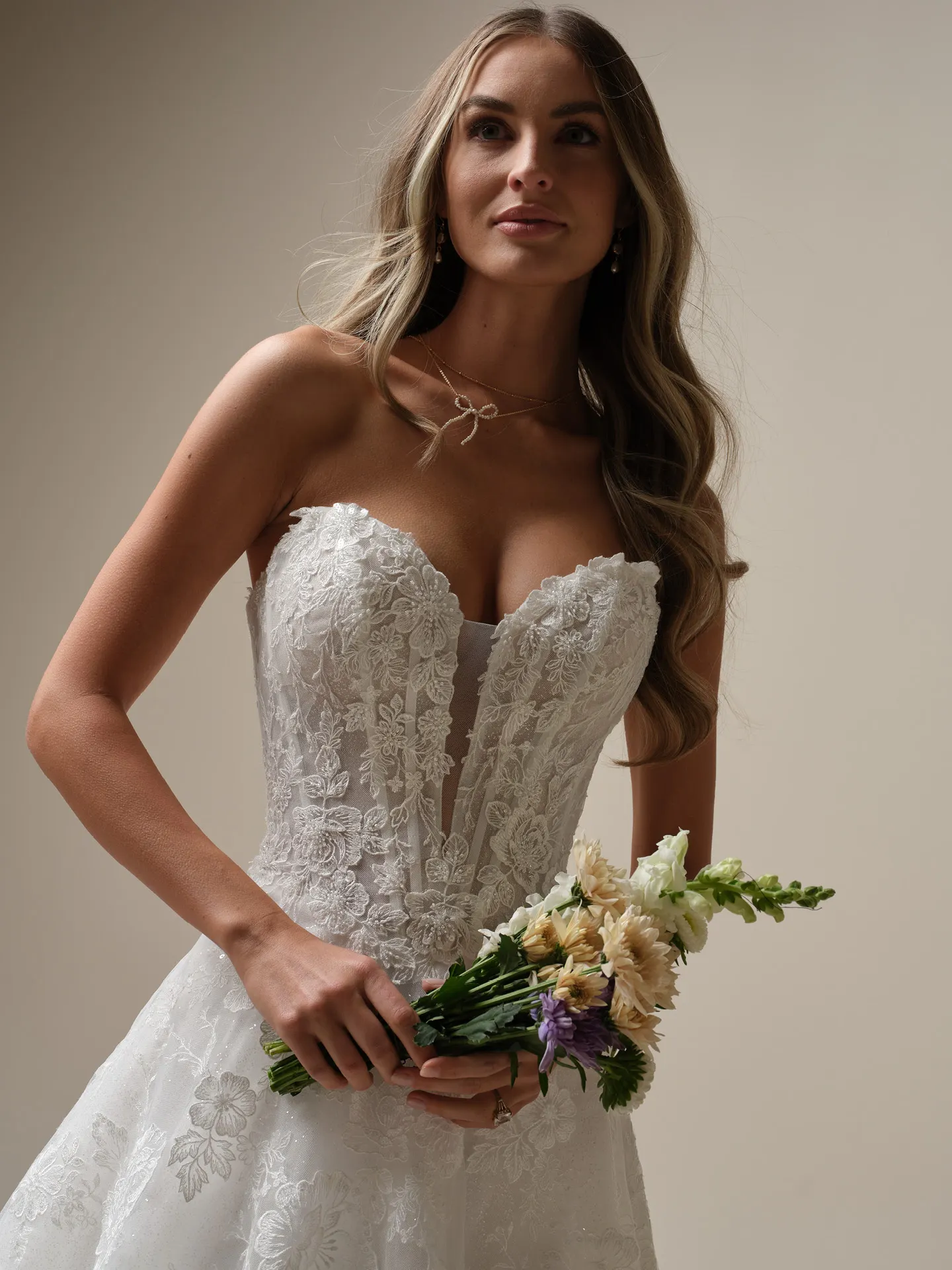 Maggie Sottero Skylar front view lace A-line wedding dress