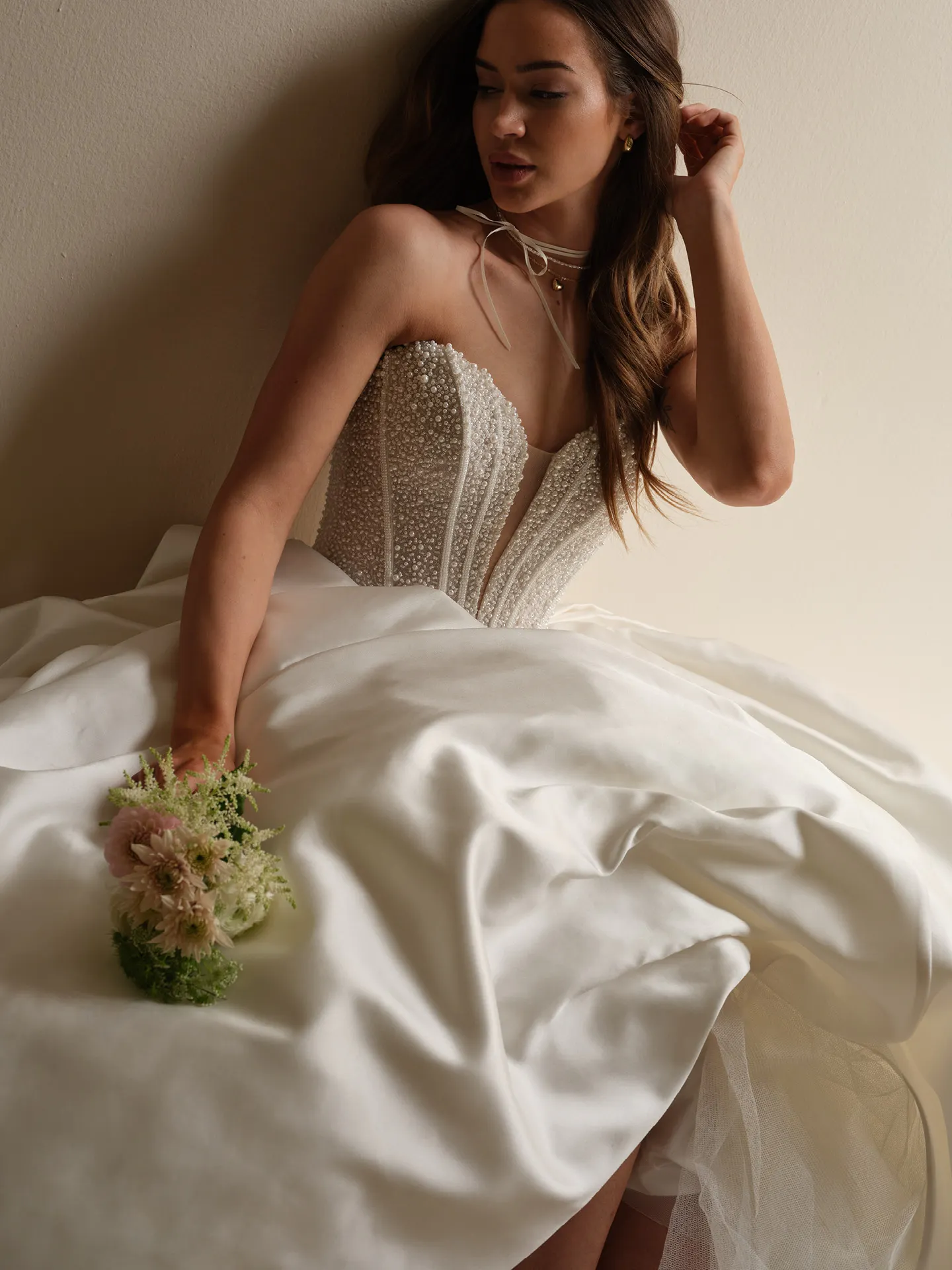 Tina Pearl Basque Waist Ballgown front view Maggie Sottero