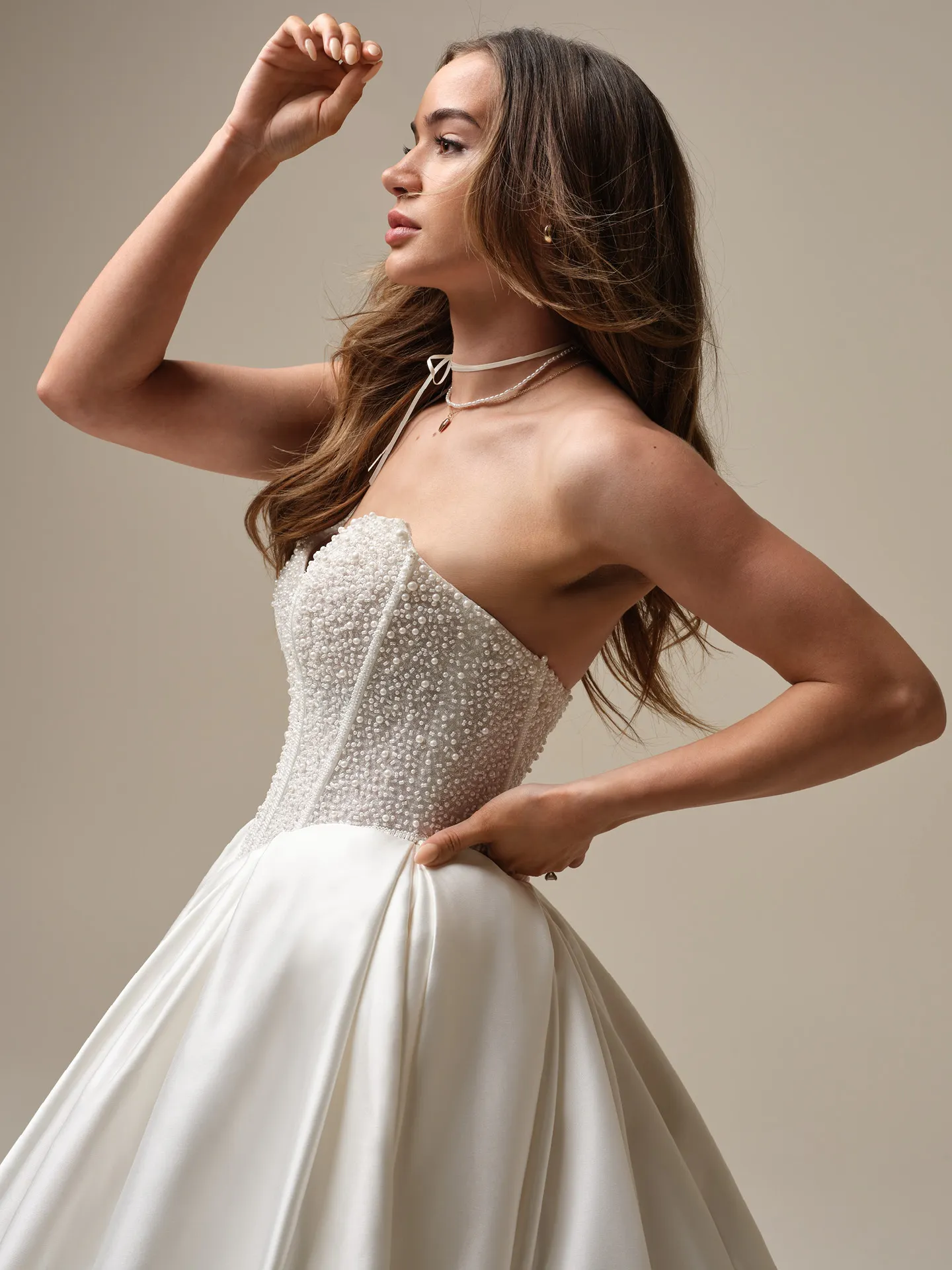 Tina pearl ball gown side view Maggie Sottero