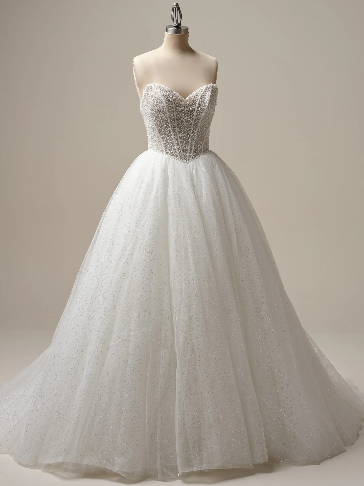 Maggie Sottero Tina Lane sequin pearl ball gown front view