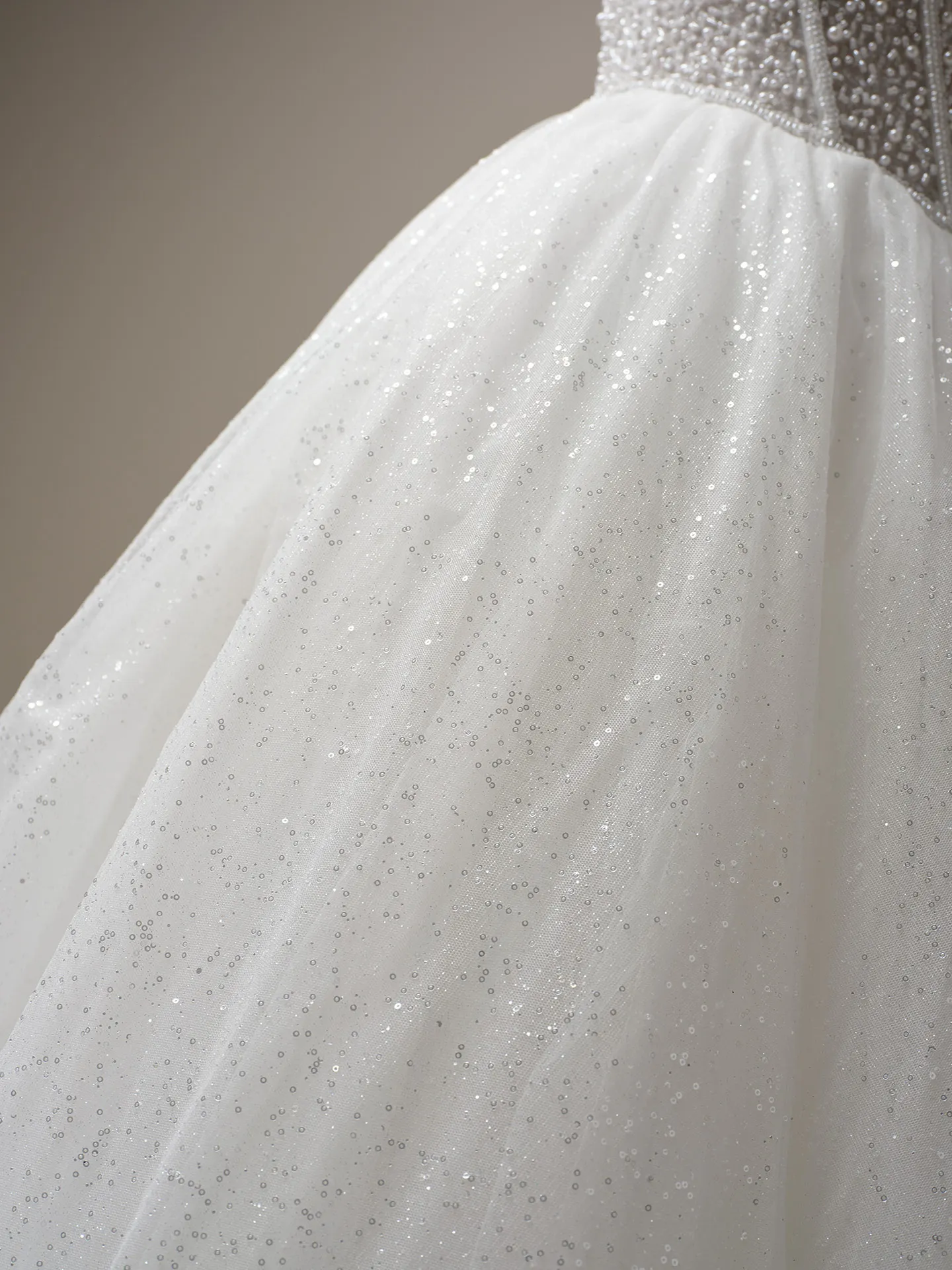 Maggie Sottero Tina Lane sequin pearl ball gown detail