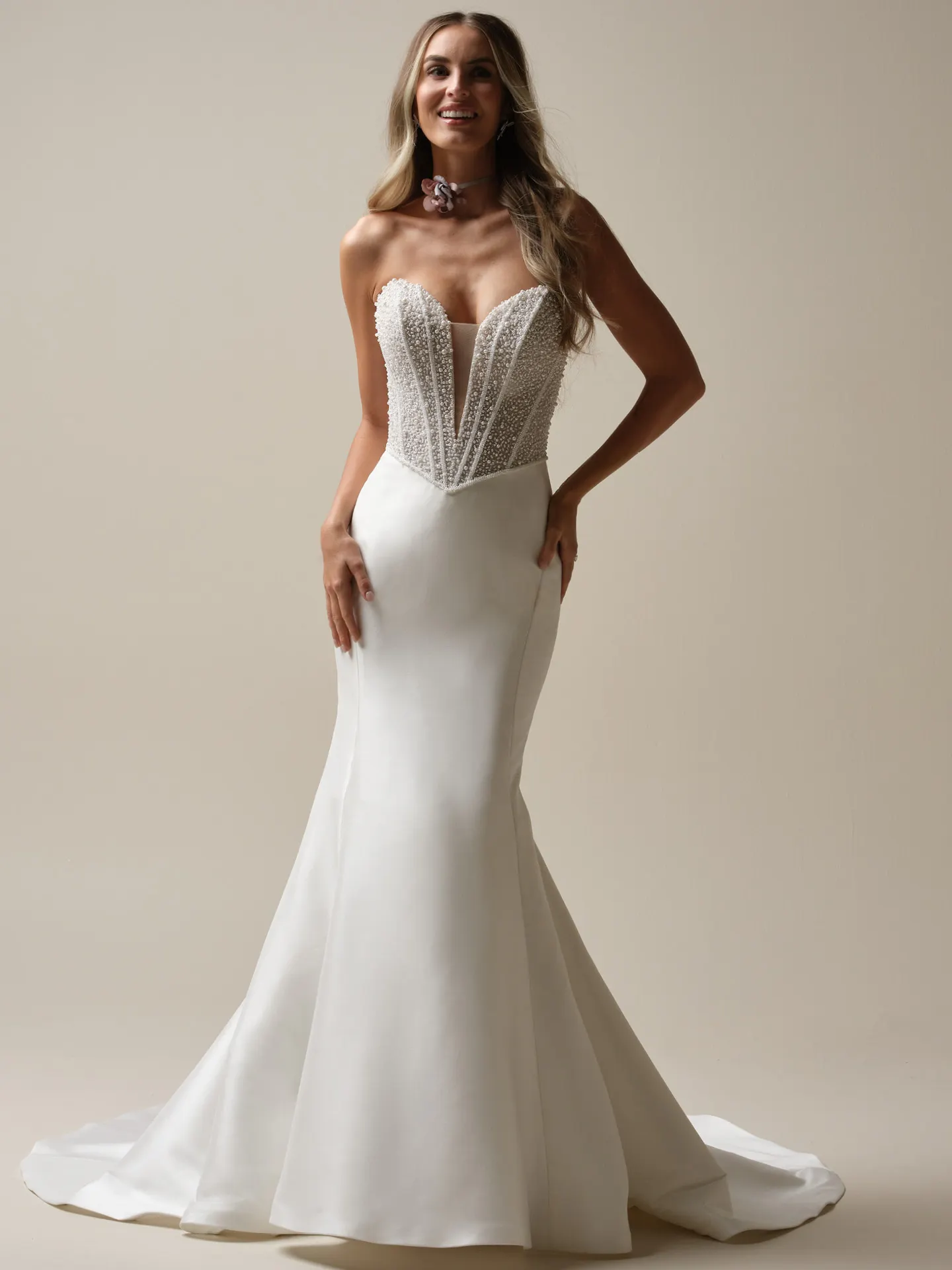 Maggie Sottero Tina Marie front view mermaid pearl wedding dress