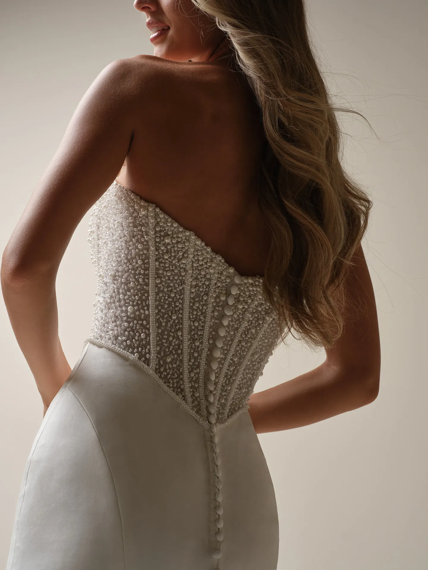 Maggie Sottero Tina Marie back view pearl mermaid wedding dress
