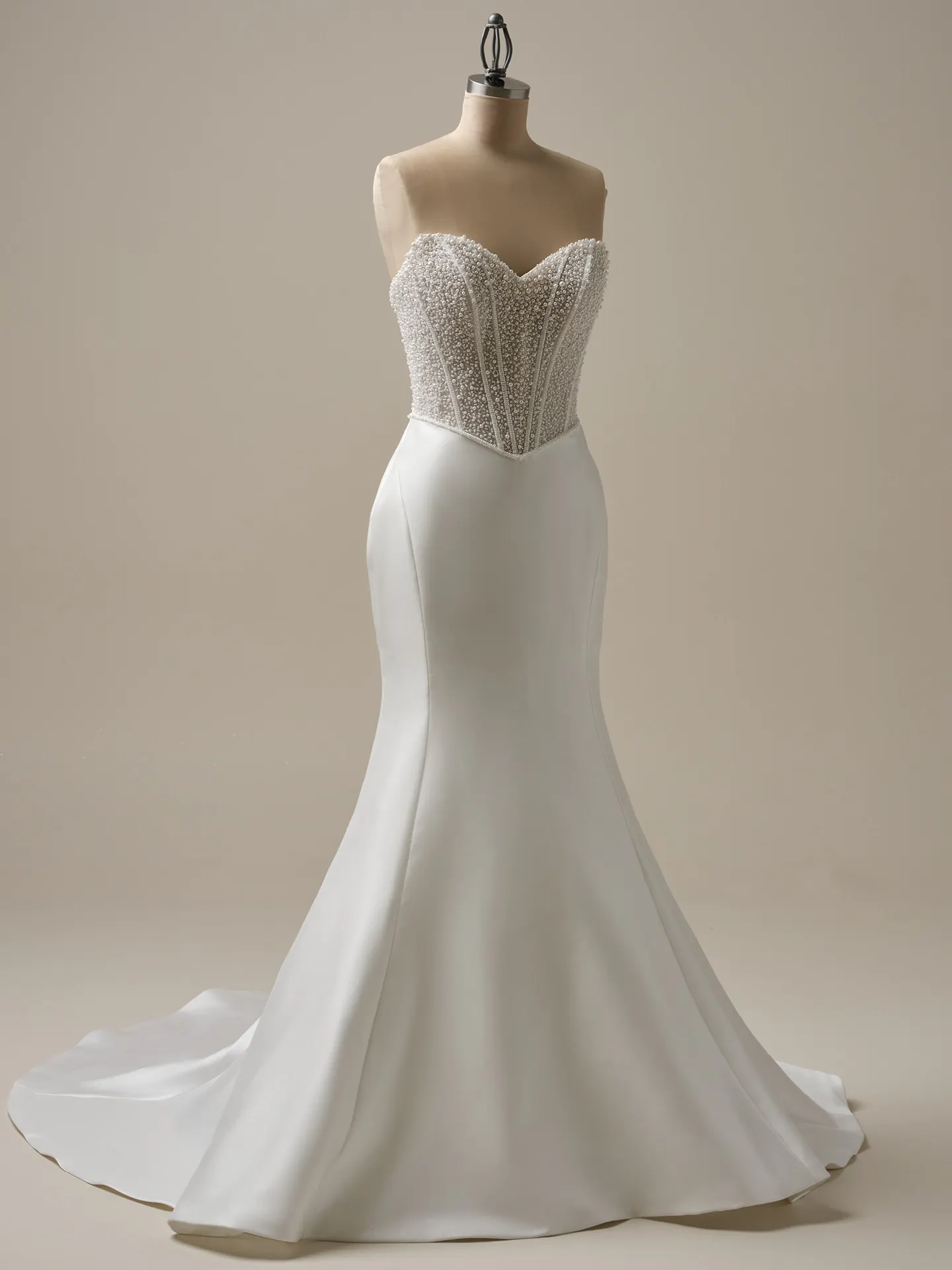 Maggie Sottero Tina Marie front view mermaid wedding dress on mannequin