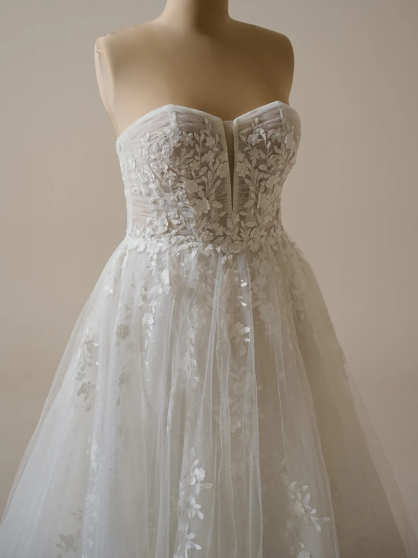 Maggie Sottero Zephyrine A-line floral wedding gown front view