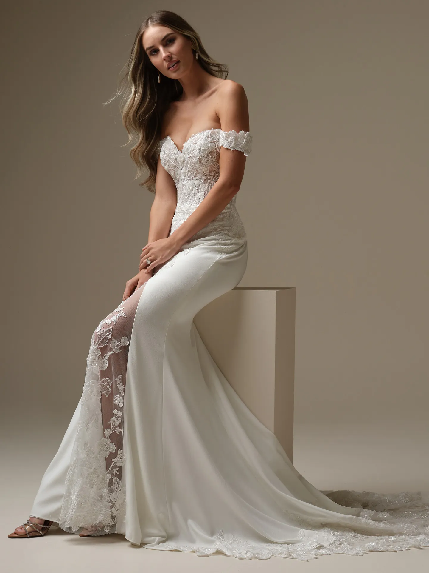 Maggie Sottero Adeline Chantilly Lace Sheath front view