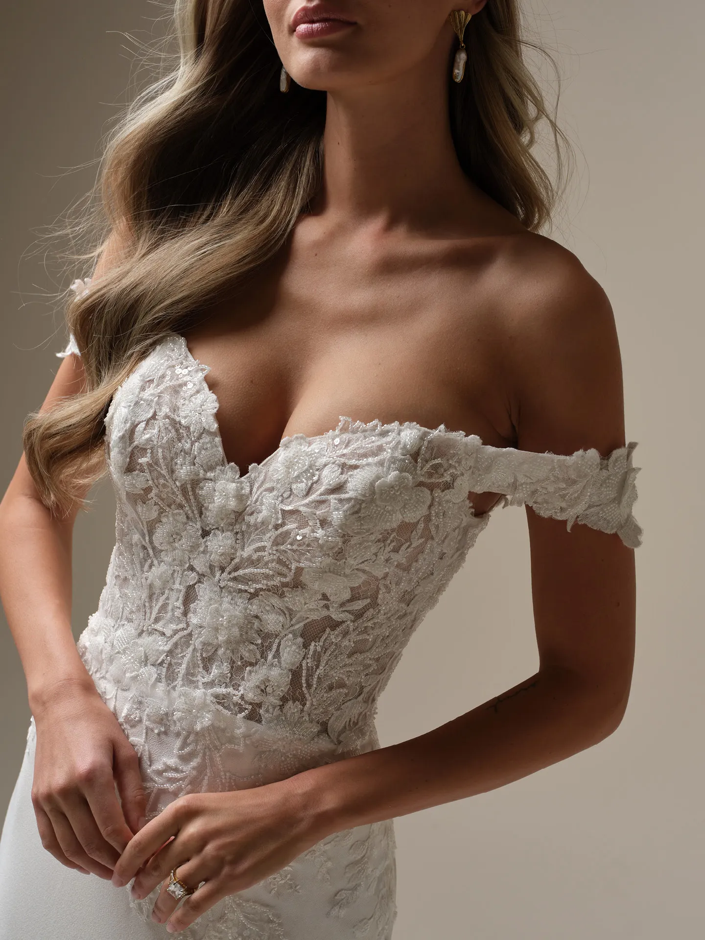 Maggie Sottero Adeline Chantilly Lace Wedding Dress front view