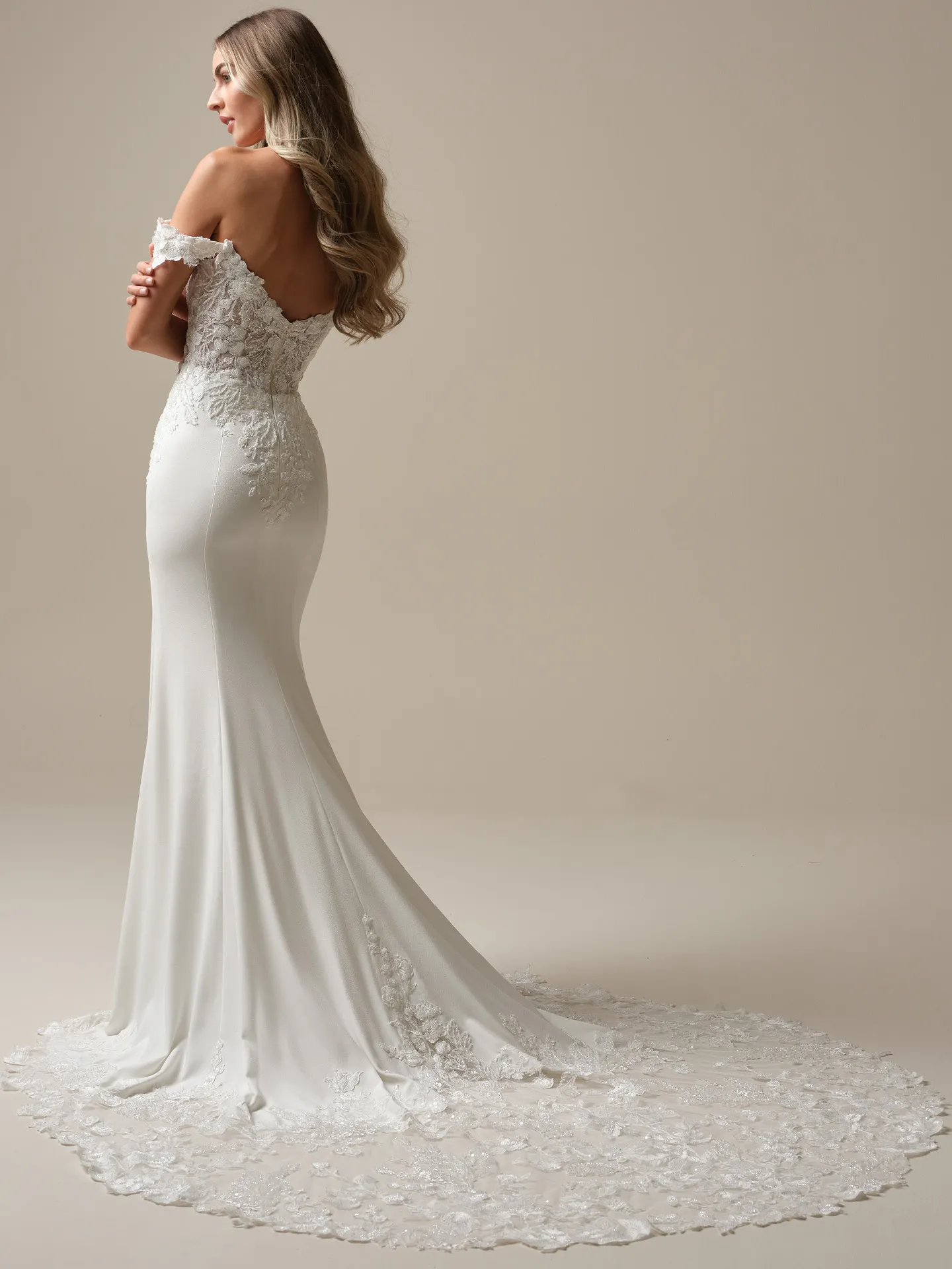 Adeline chantilly lace sheath wedding dress back view Maggie Sottero