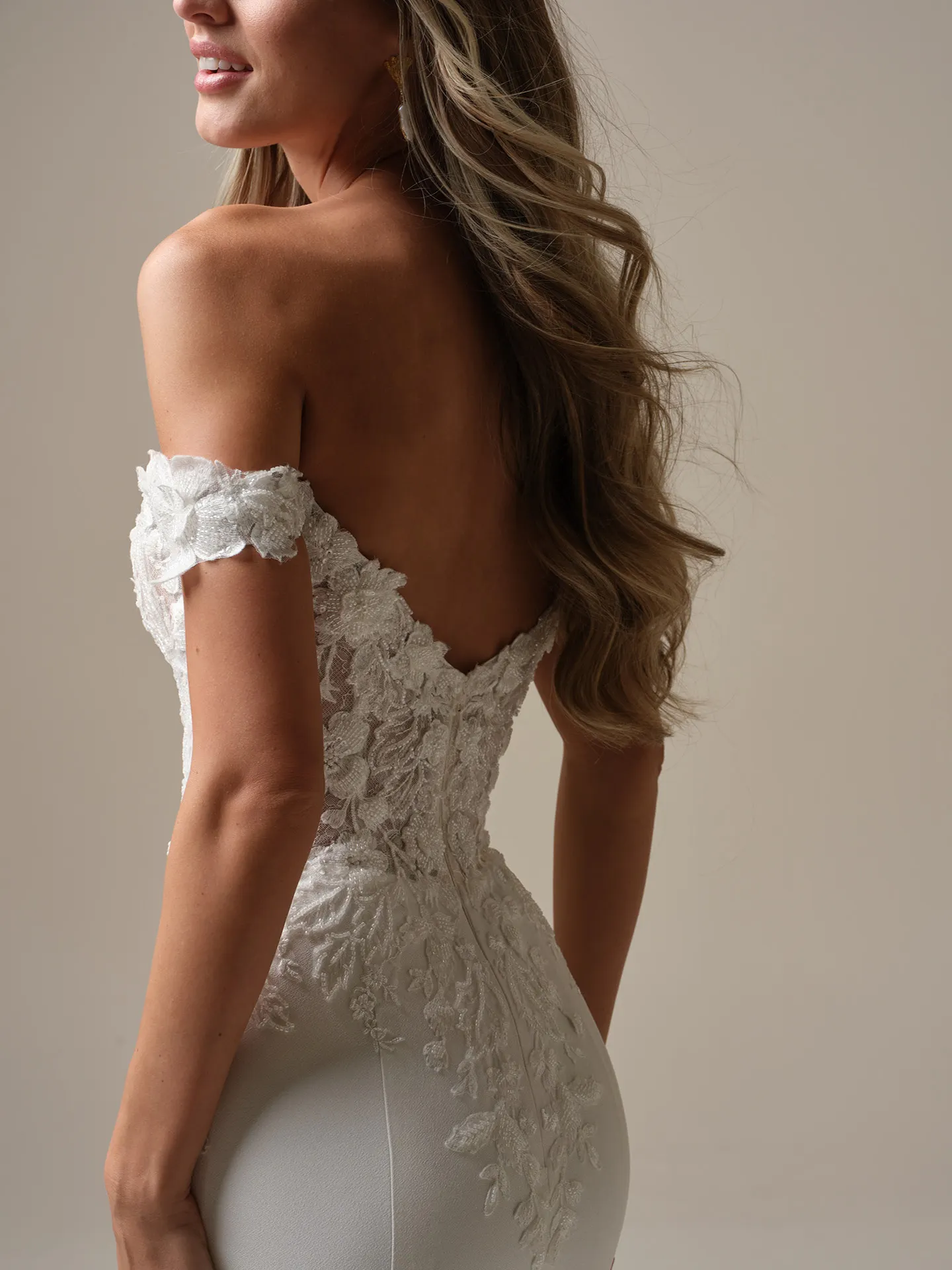 Maggie Sottero Adeline back view lace sheath wedding dress
