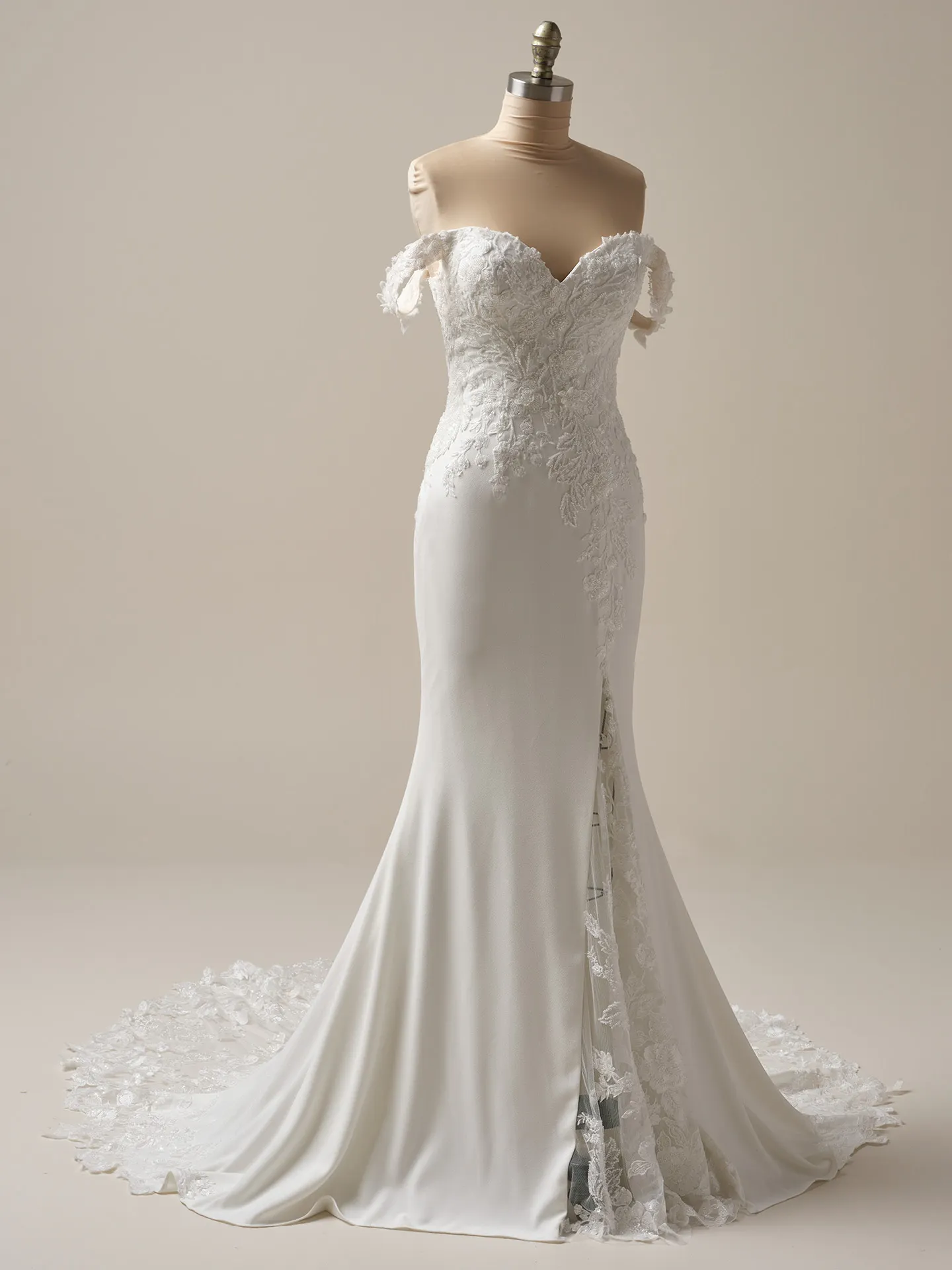 Adeline Chantilly Lace Sheath Wedding Dress front view
