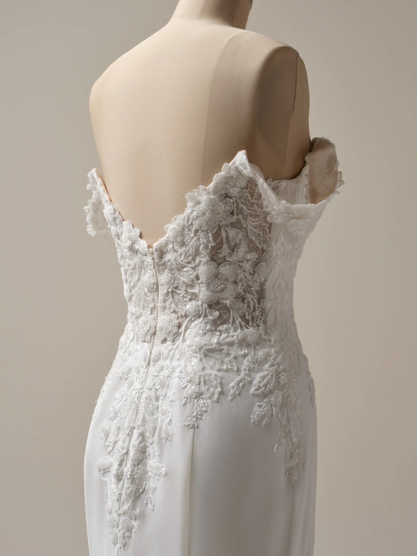 Adeline back view, lace sheath wedding dress, Maggie Sottero