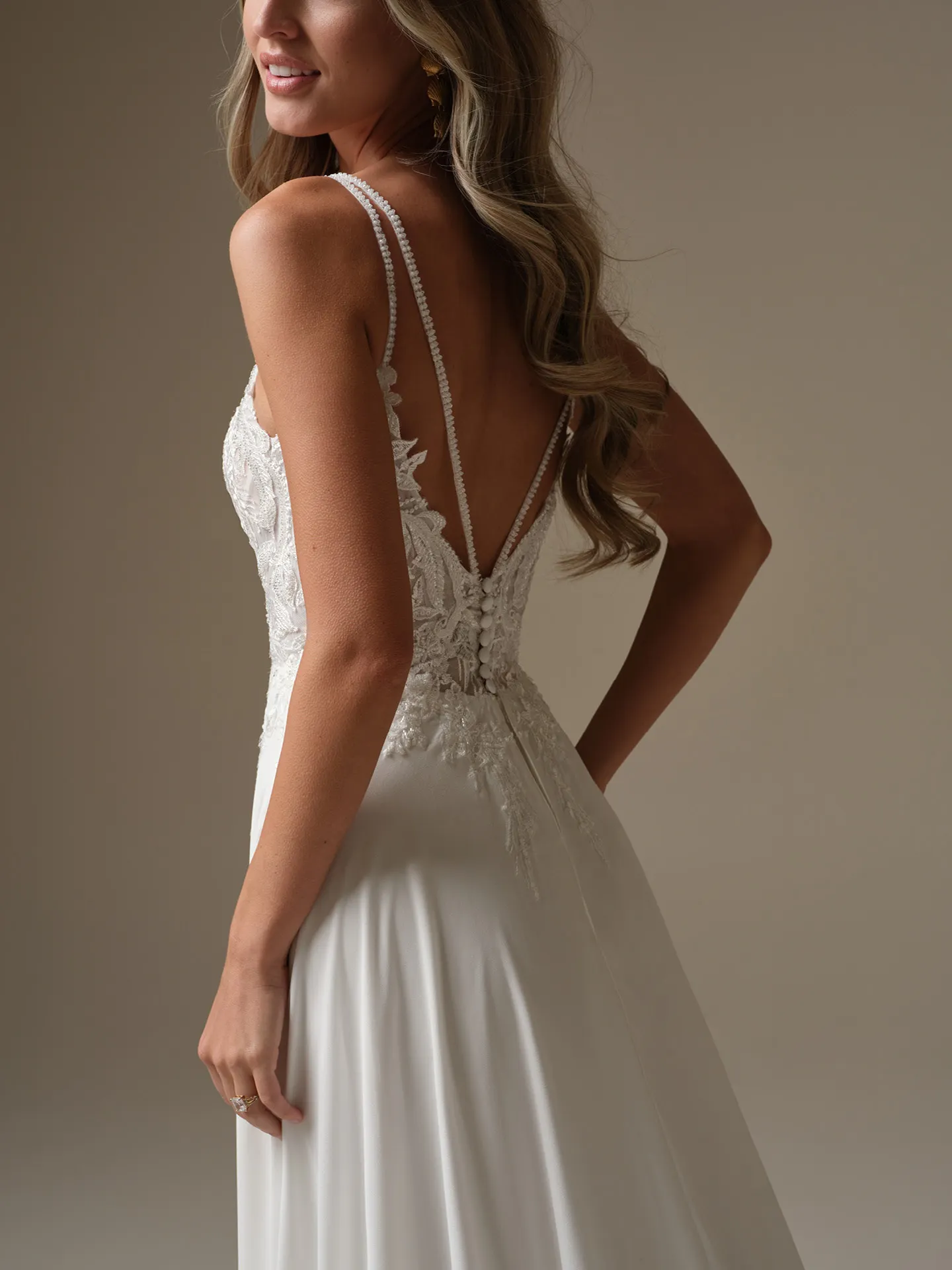 Maggie Sottero Avery back view A-line chiffon dress