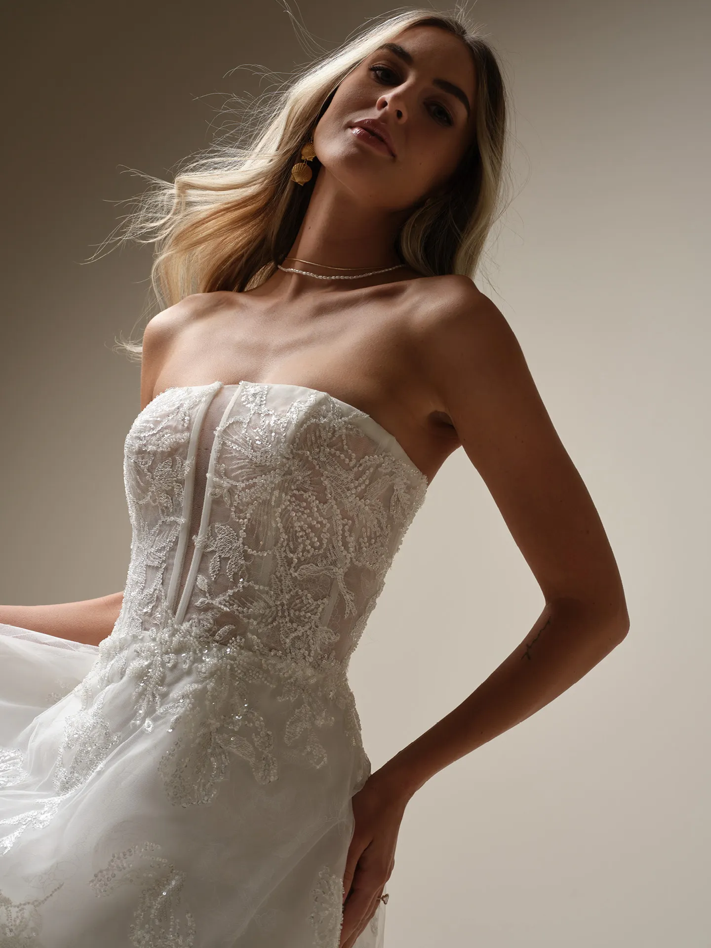 Billie floral organza A-line gown front view Maggie Sottero