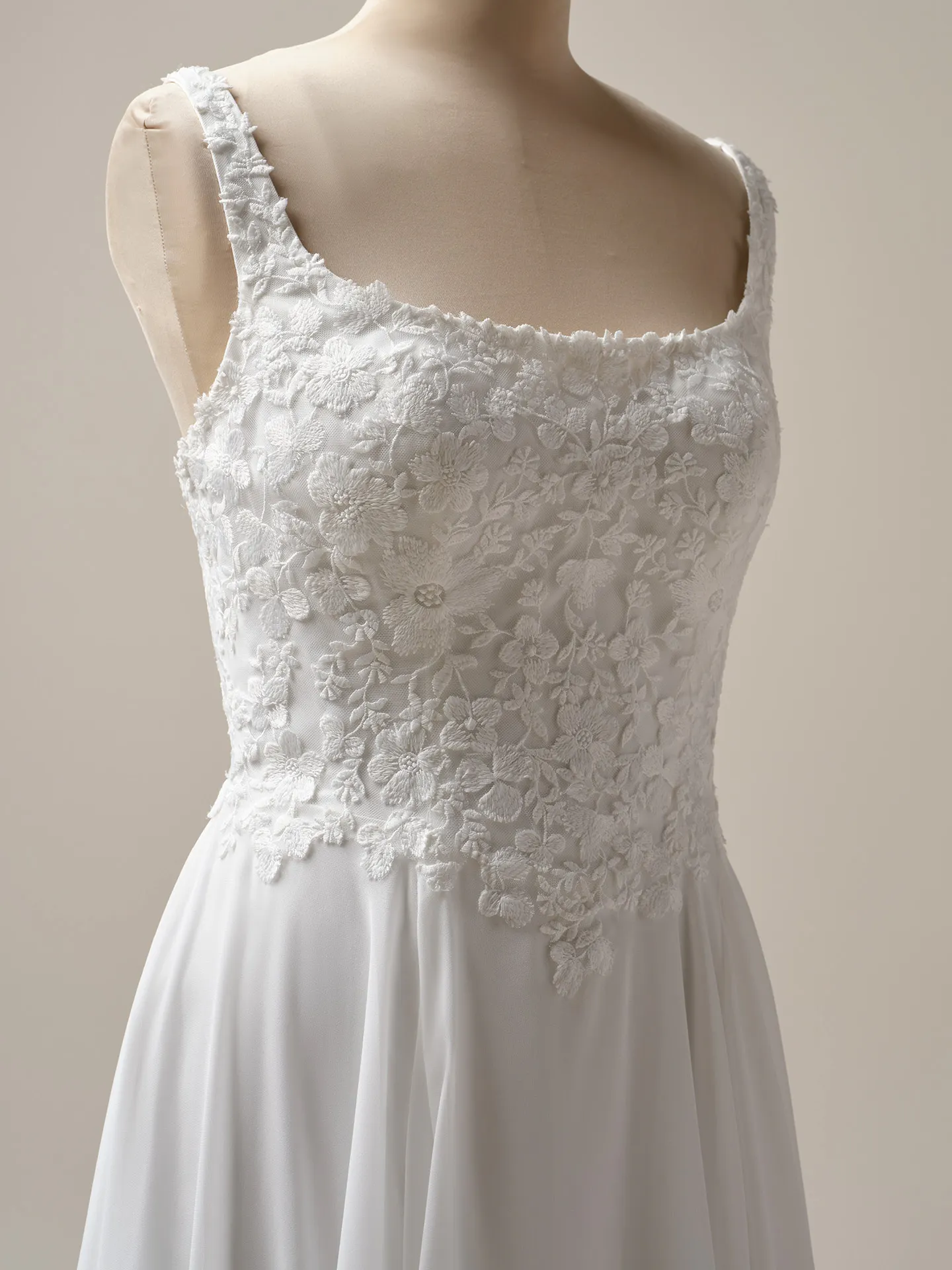 Maggie Sottero Cory front view floral lace A-line wedding dress