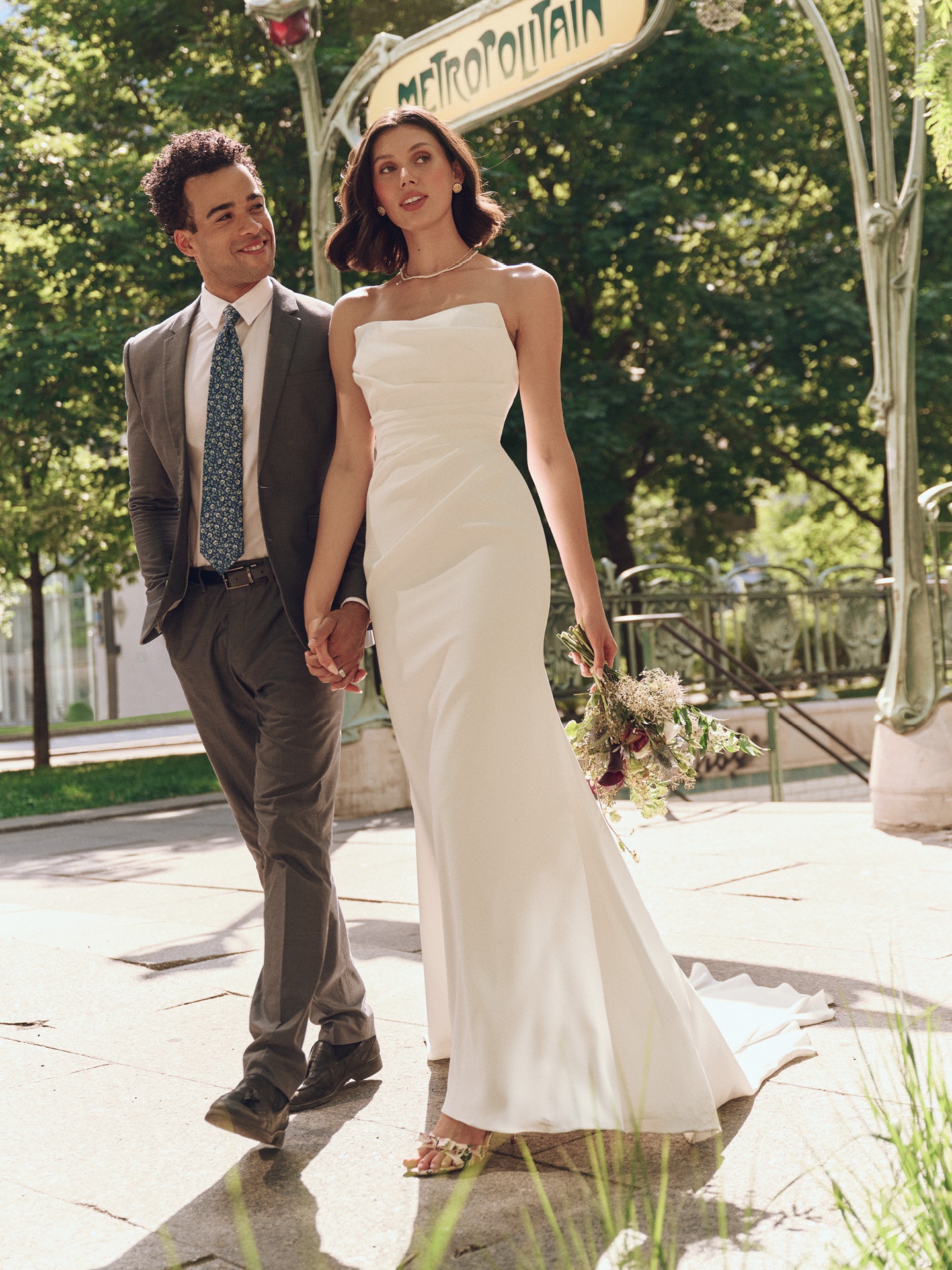 Plain crepe wedding dress best sale