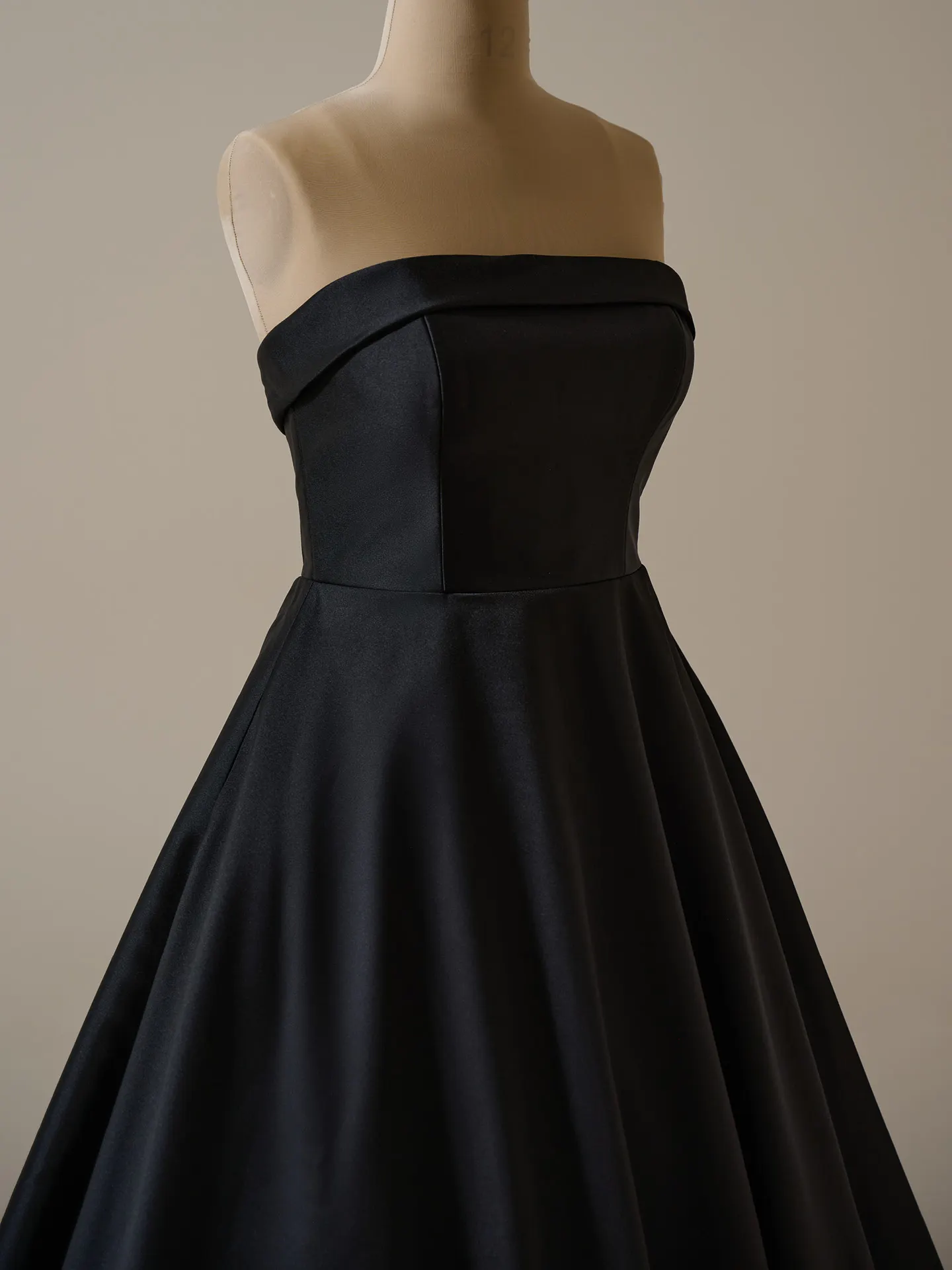 Rebecca Ingram Elizabeth Marie satin strapless A-line dress front view