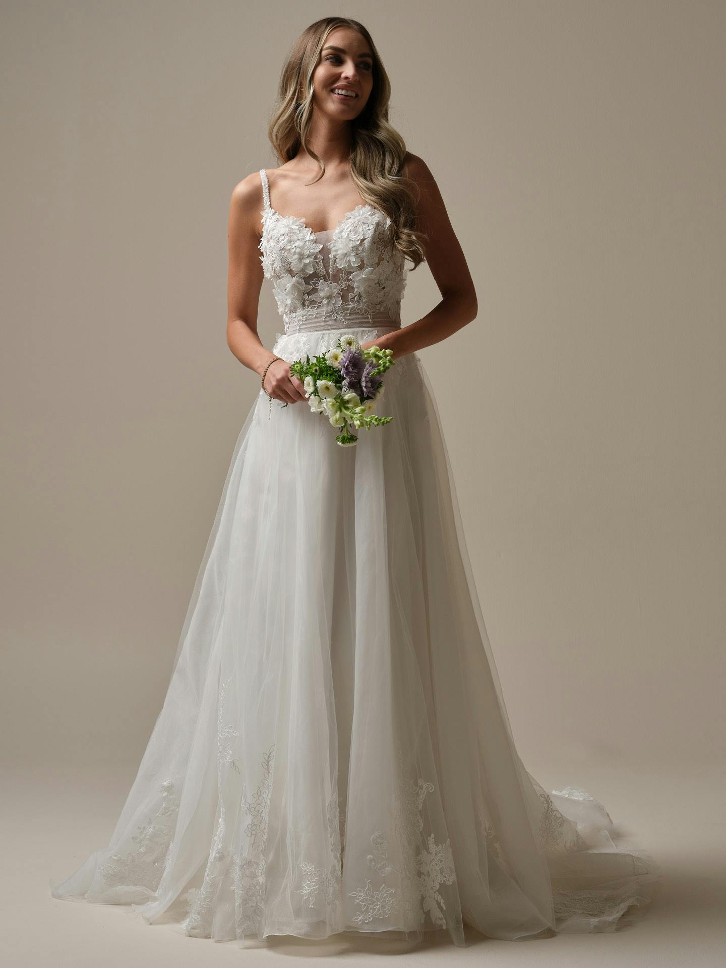 AND MARY　Rojina ribbon dress　グレー Rebecca Ingram | Cloud Nine Bridal Boutique - 23RK718A02
