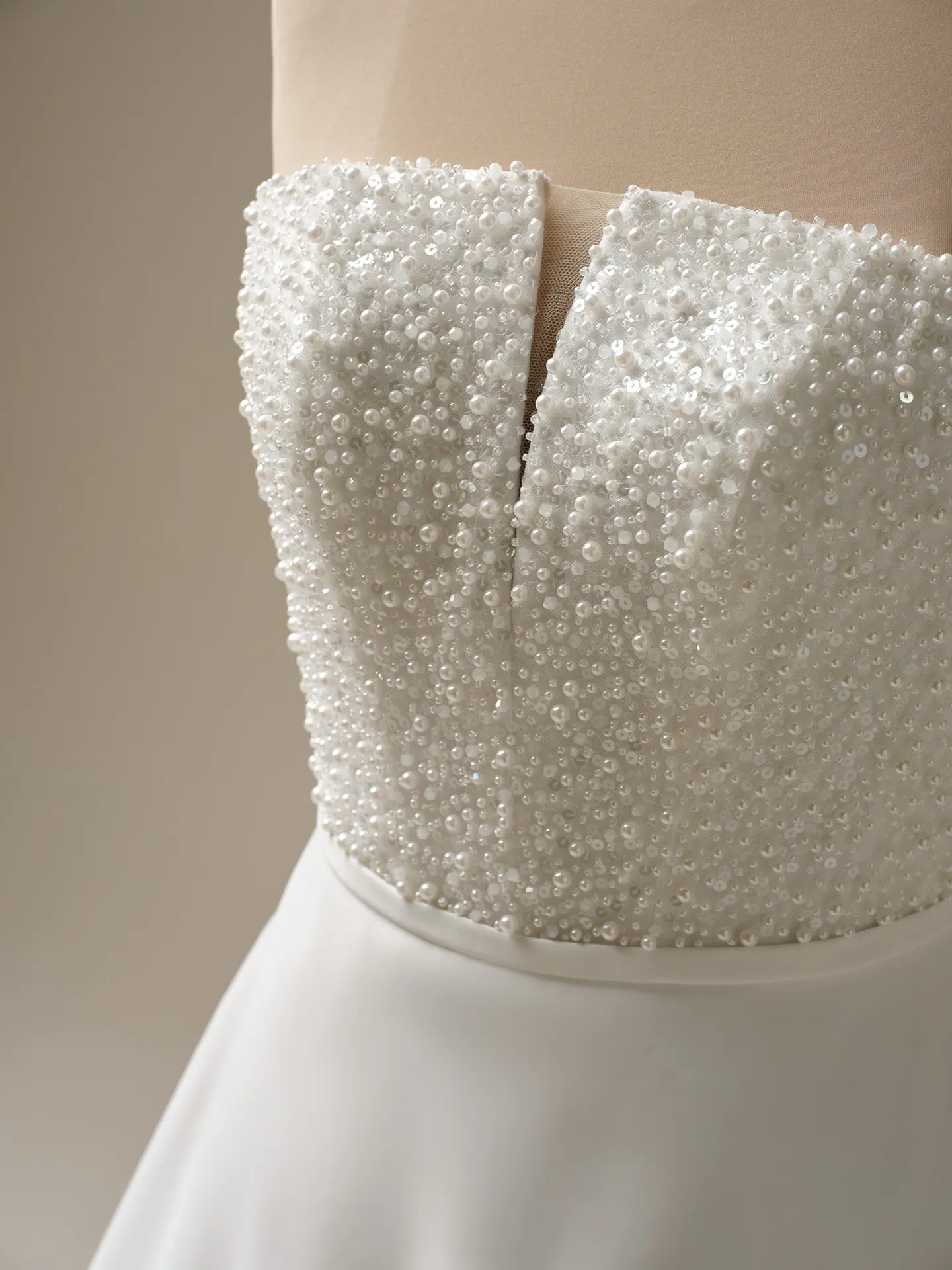 Rebecca Ingram Heyda Lane beaded pearl bodice close-up.
