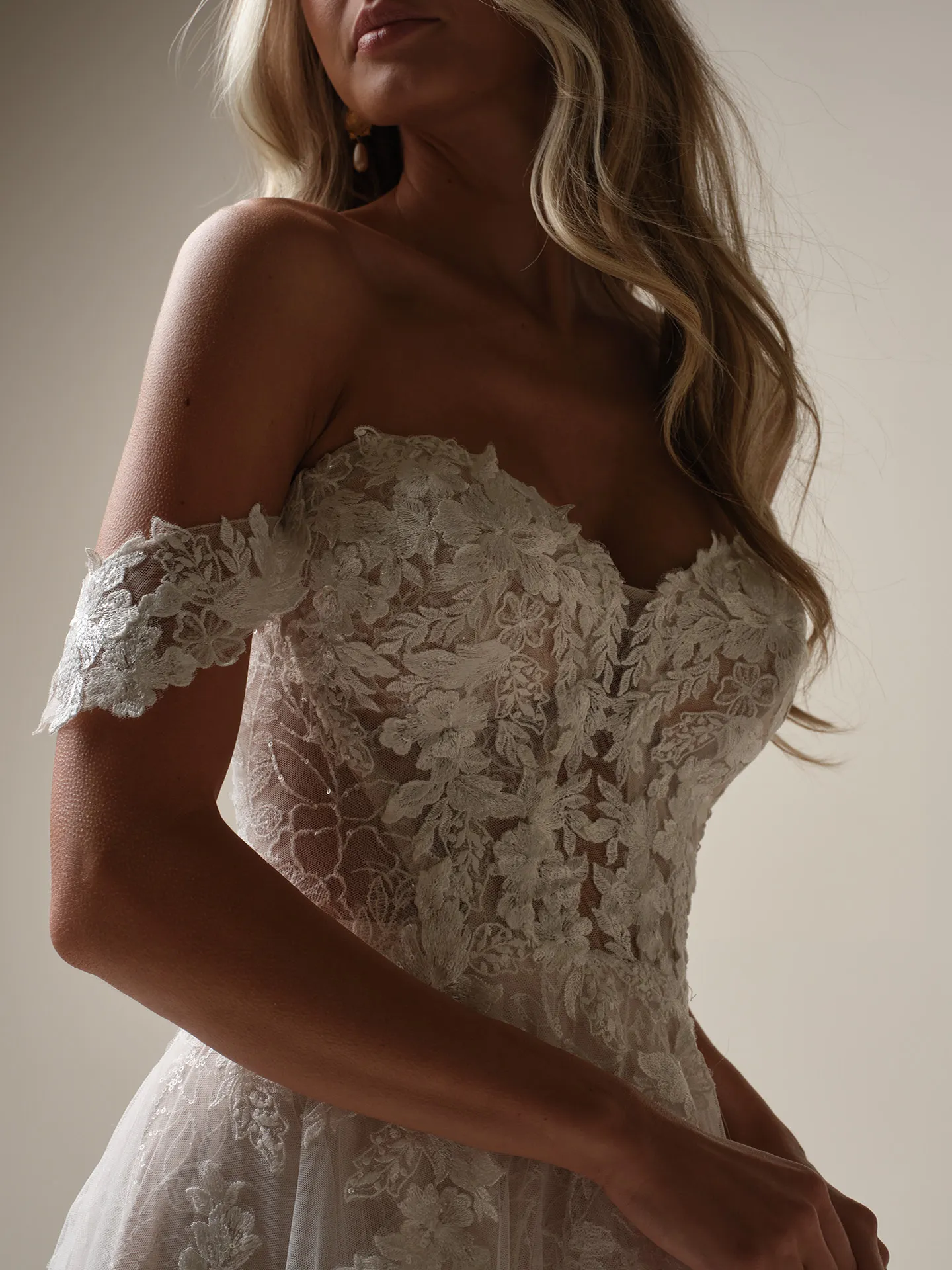 Rebecca Ingram Jalissa off-shoulder lace dress side view