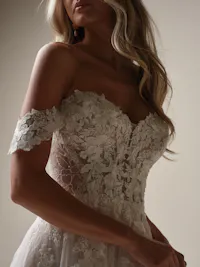 Floral illusion lace off-the-shoulder cap-sleeves