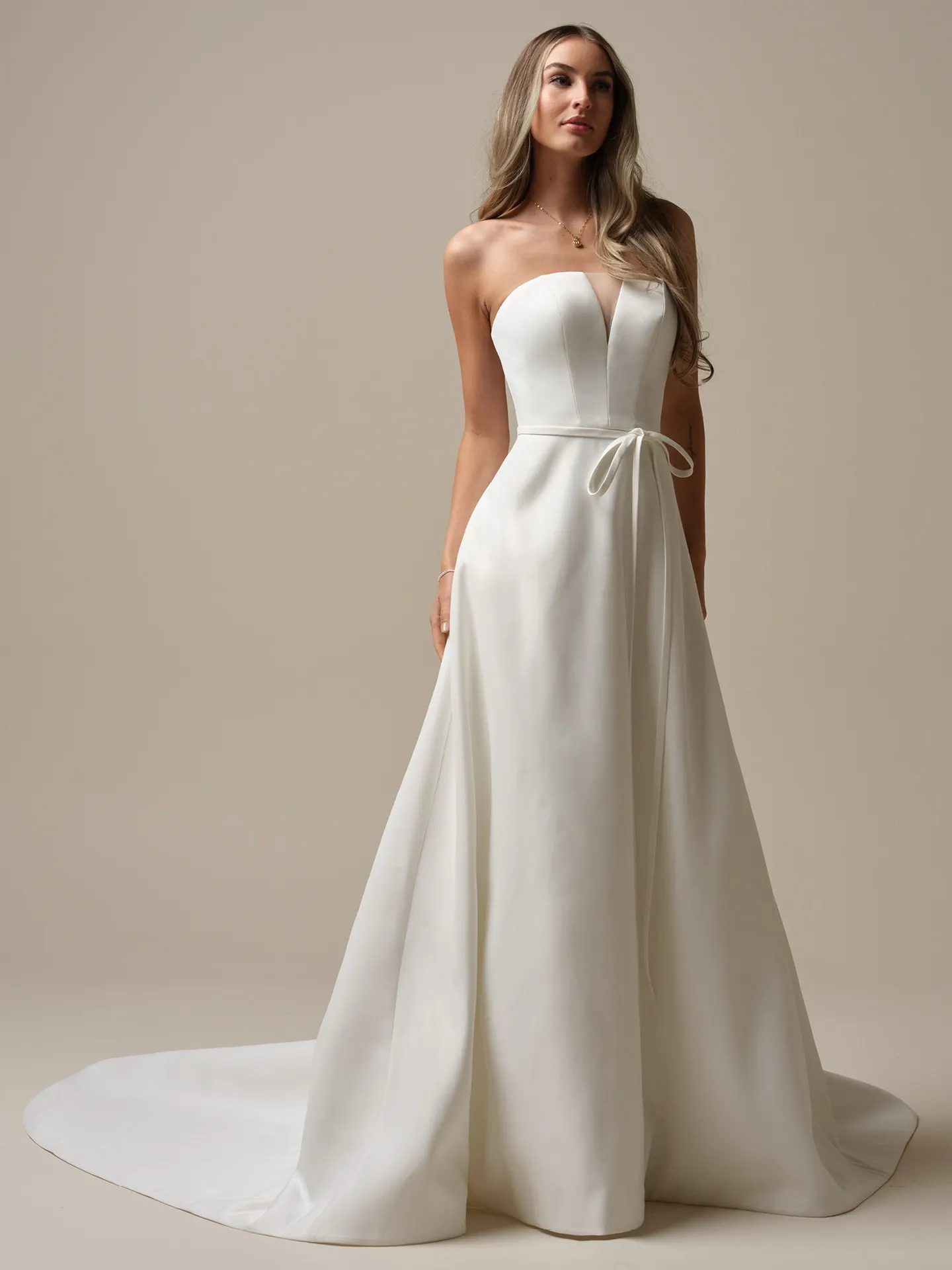 Rebecca Ingram Marsha Lane front view strapless satin A-line wedding dress