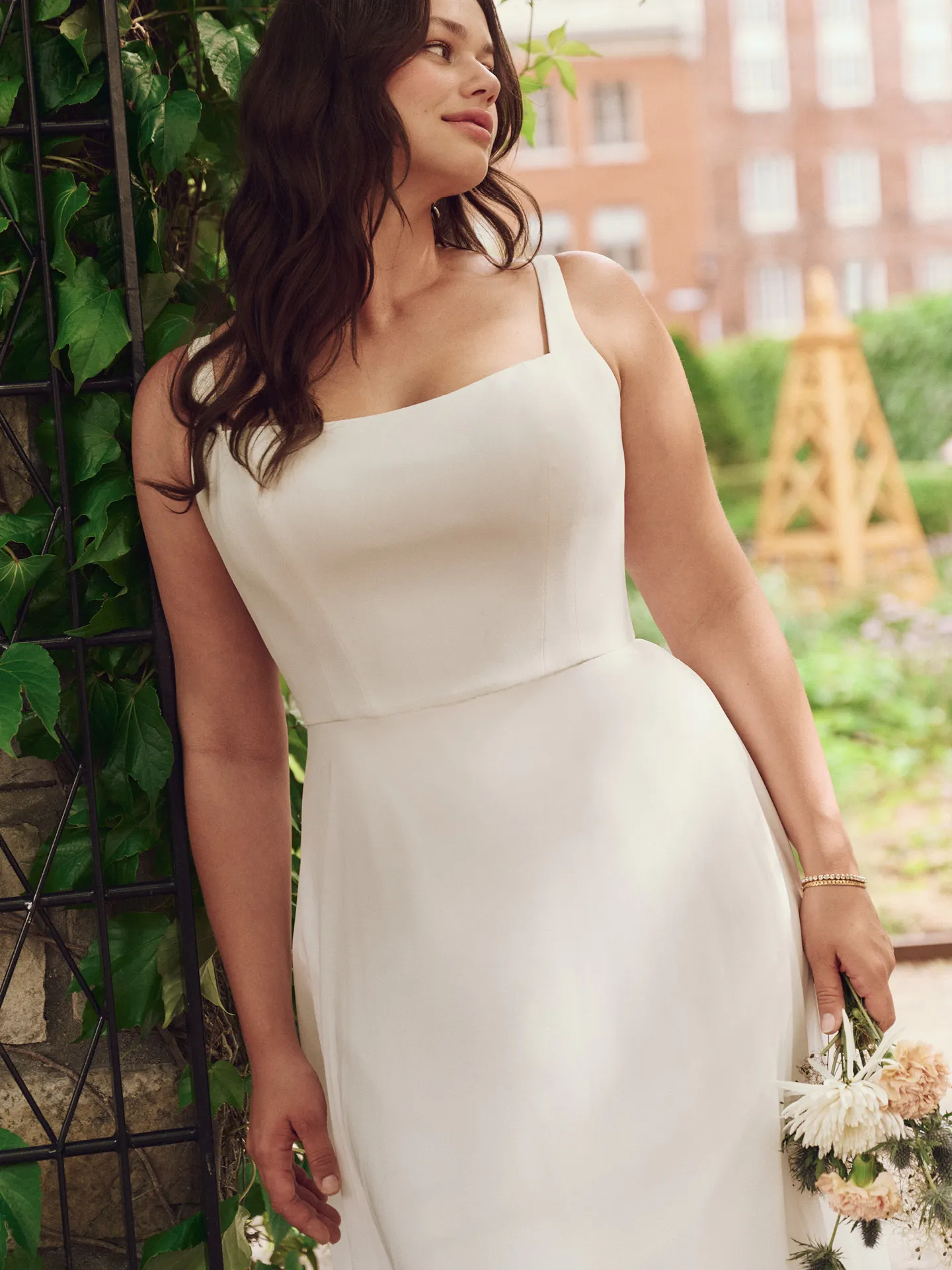 Rebecca Ingram Olivianna front view simple crepe A-line dress