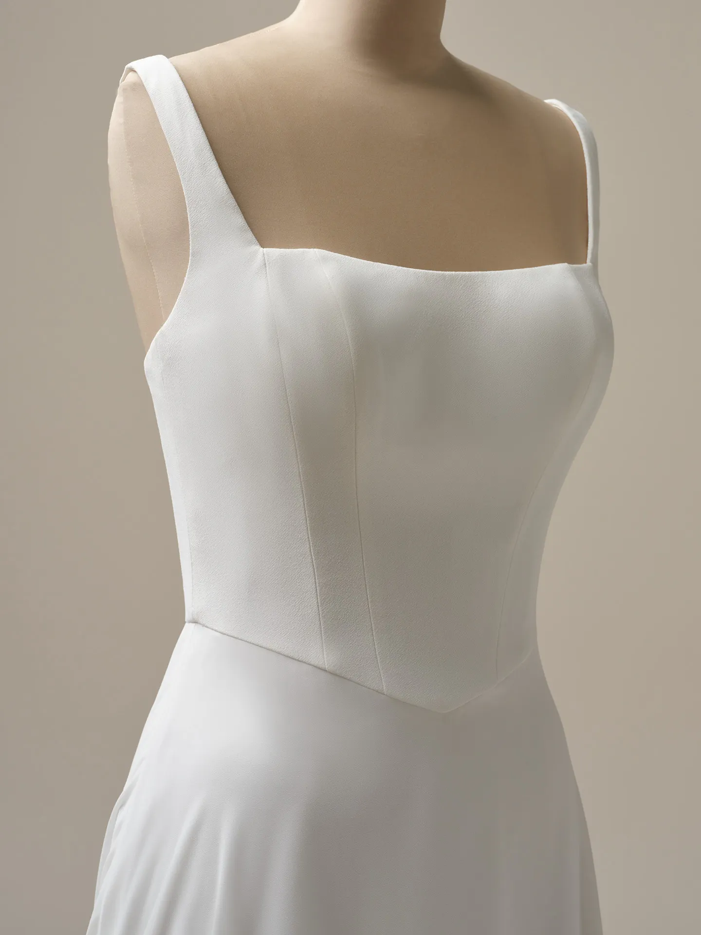 Rebecca Ingram Olivianna square neck crepe A-line dress front view