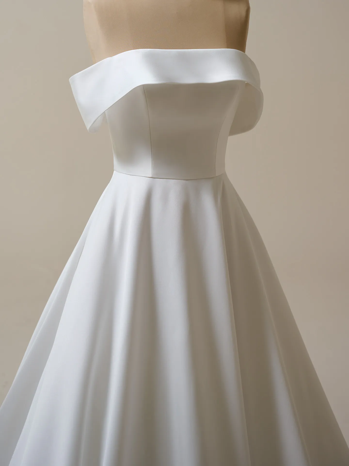Perri Mikado banded cuff A-line bridal dress front view
