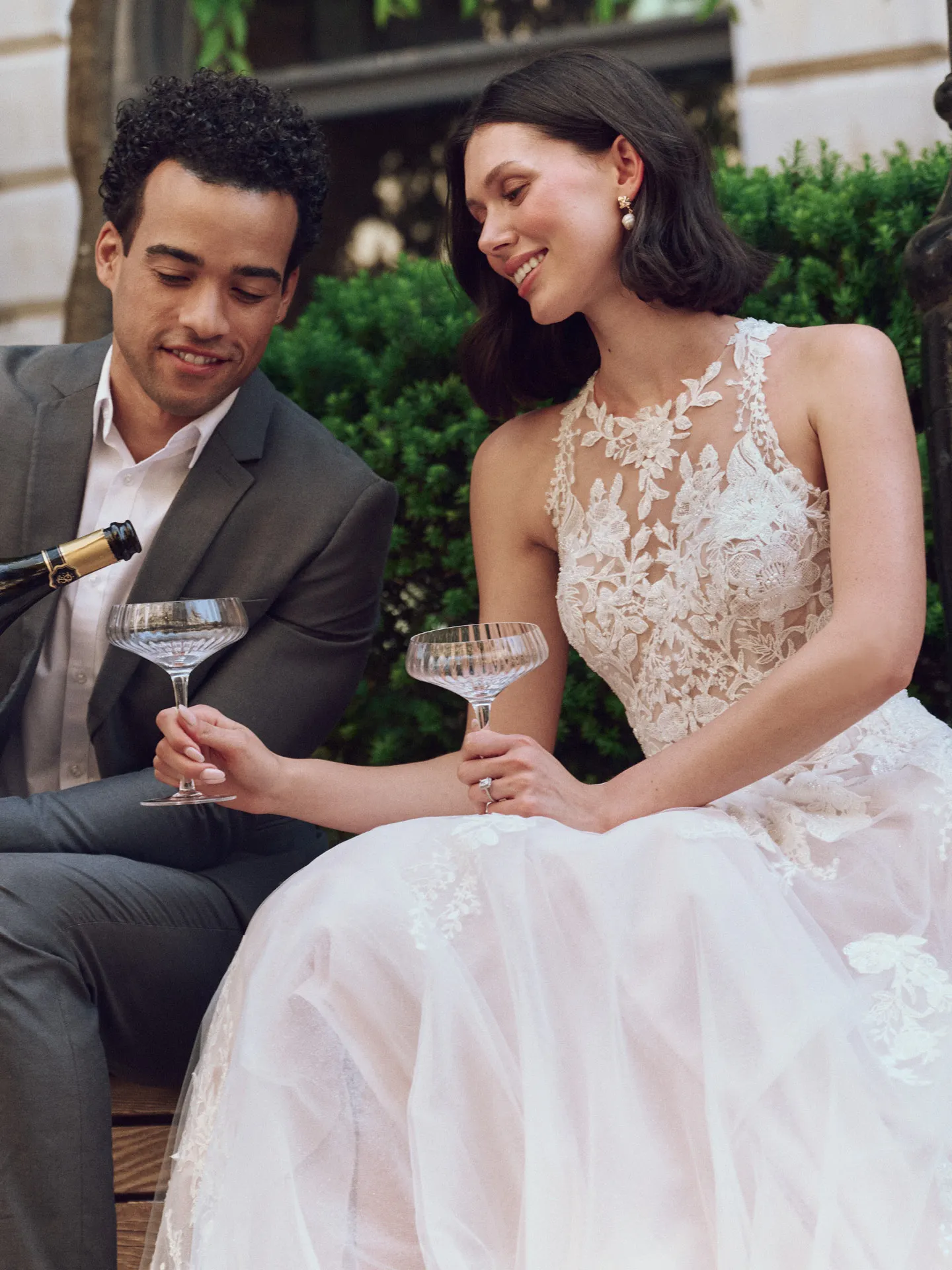 Maggie Sottero Rickie halter lace A-line gown front view